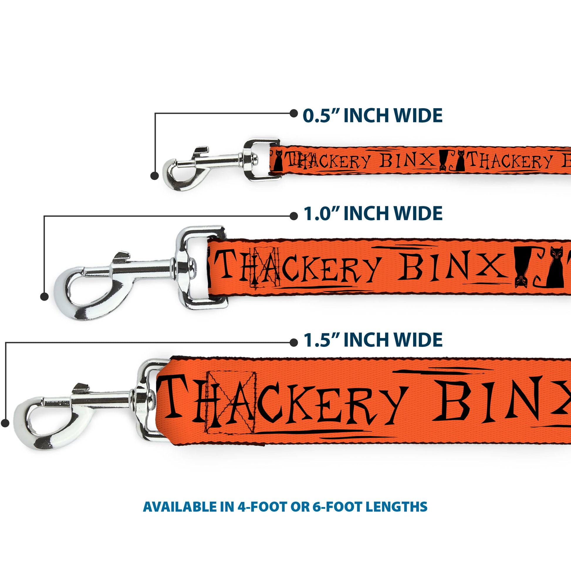 Dog Leash - Hocus Pocus THACKERY BINX Cat Silhouette Orange/Black Dog Leashes Disney