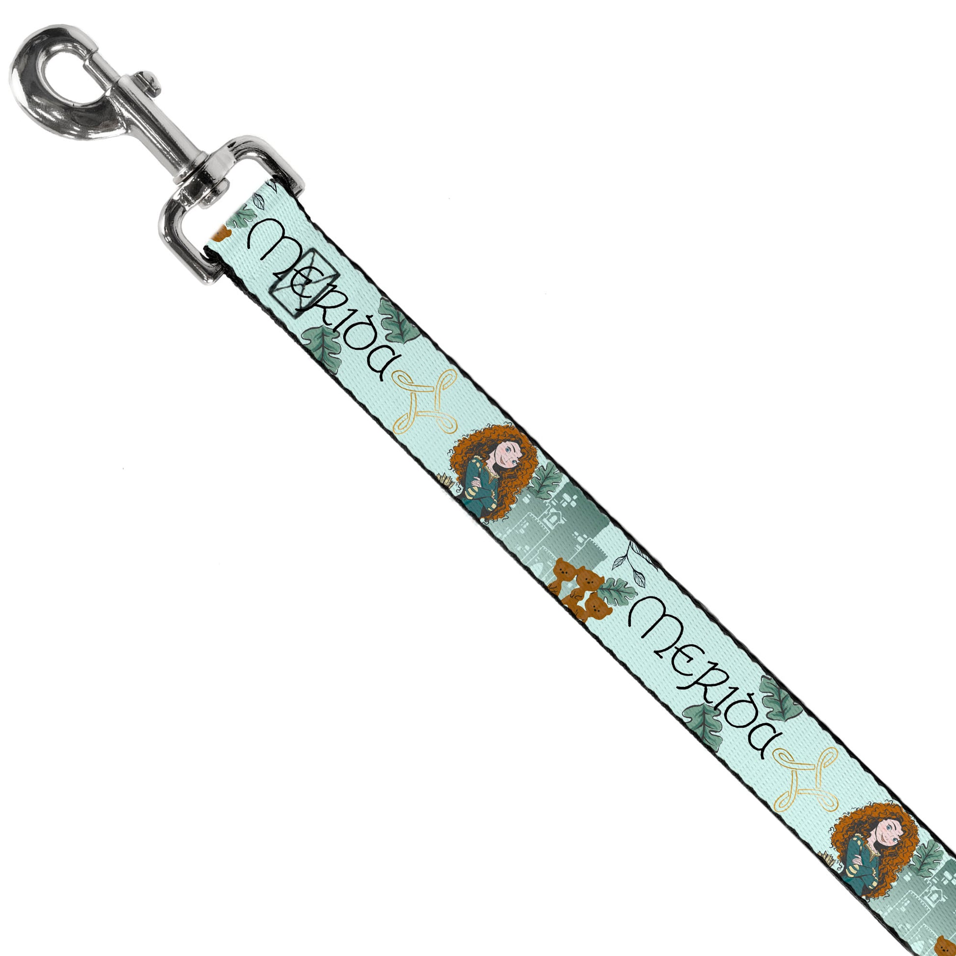 Dog Leash - Brave Merida Castle and Three Bear Brothers Pose with Script Greens Dog Leashes Disney