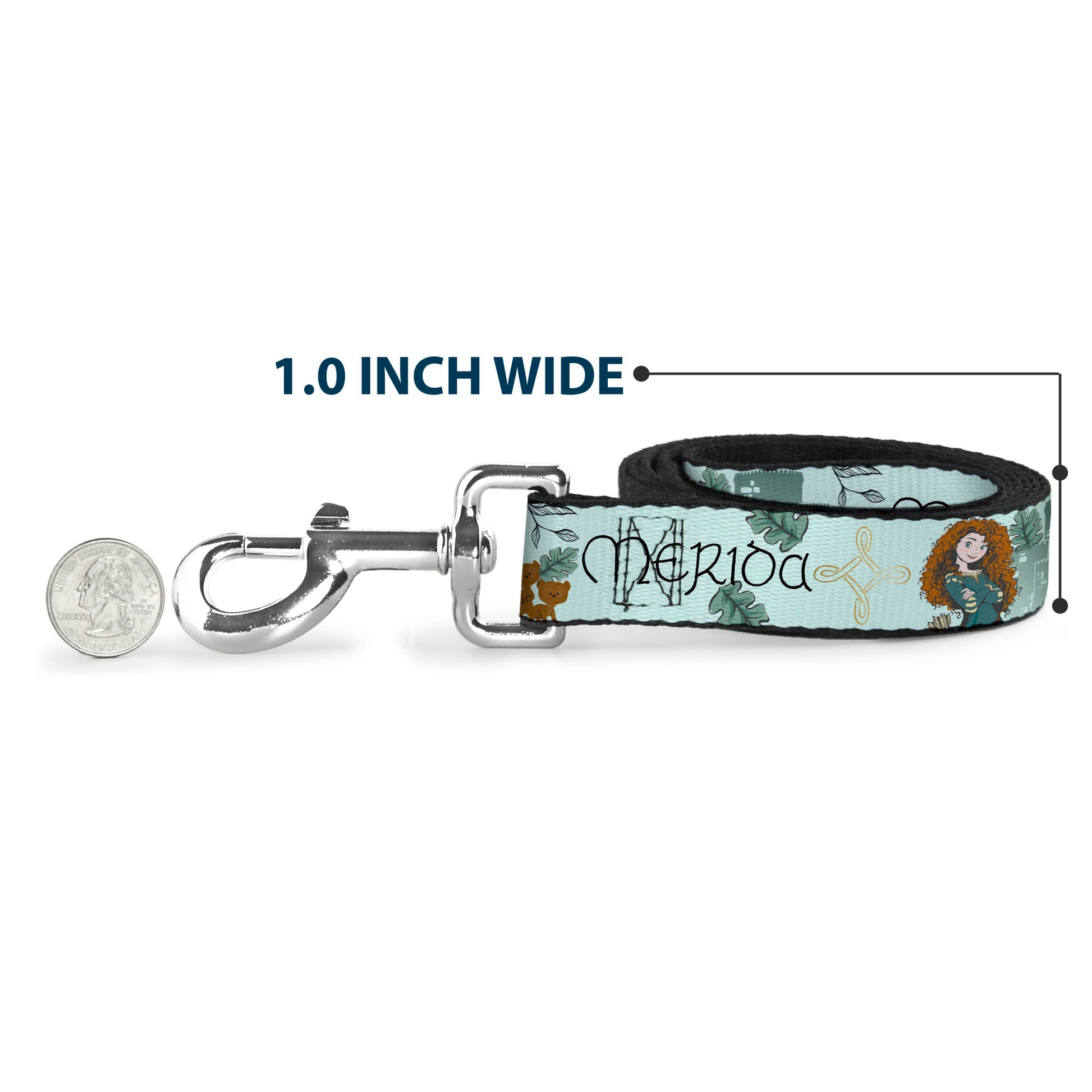 Dog Leash - Brave Merida Castle and Three Bear Brothers Pose with Script Greens Dog Leashes Disney