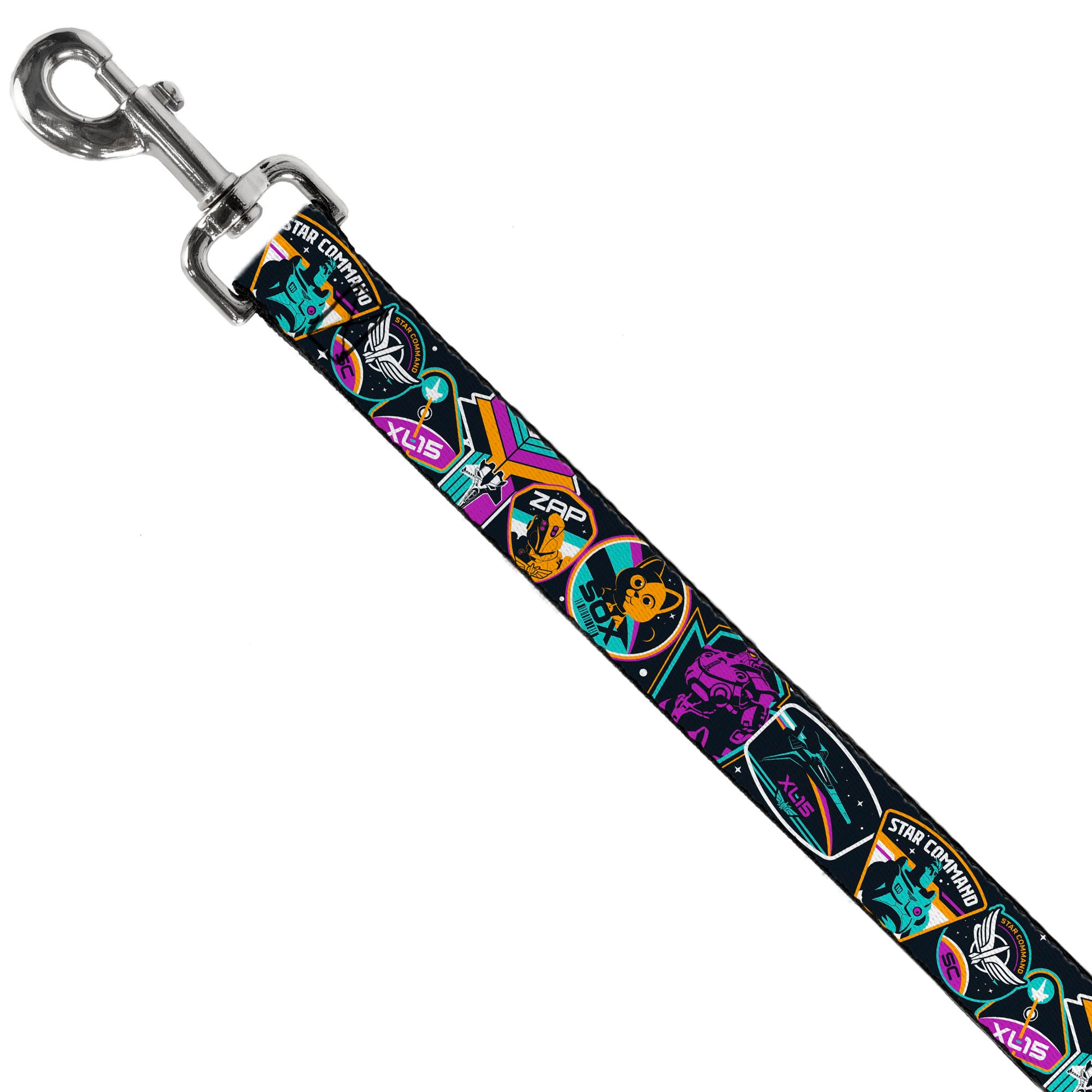 Dog Leash - Lightyear Mission Patches Collage Black/Multi Color Dog Leashes Disney