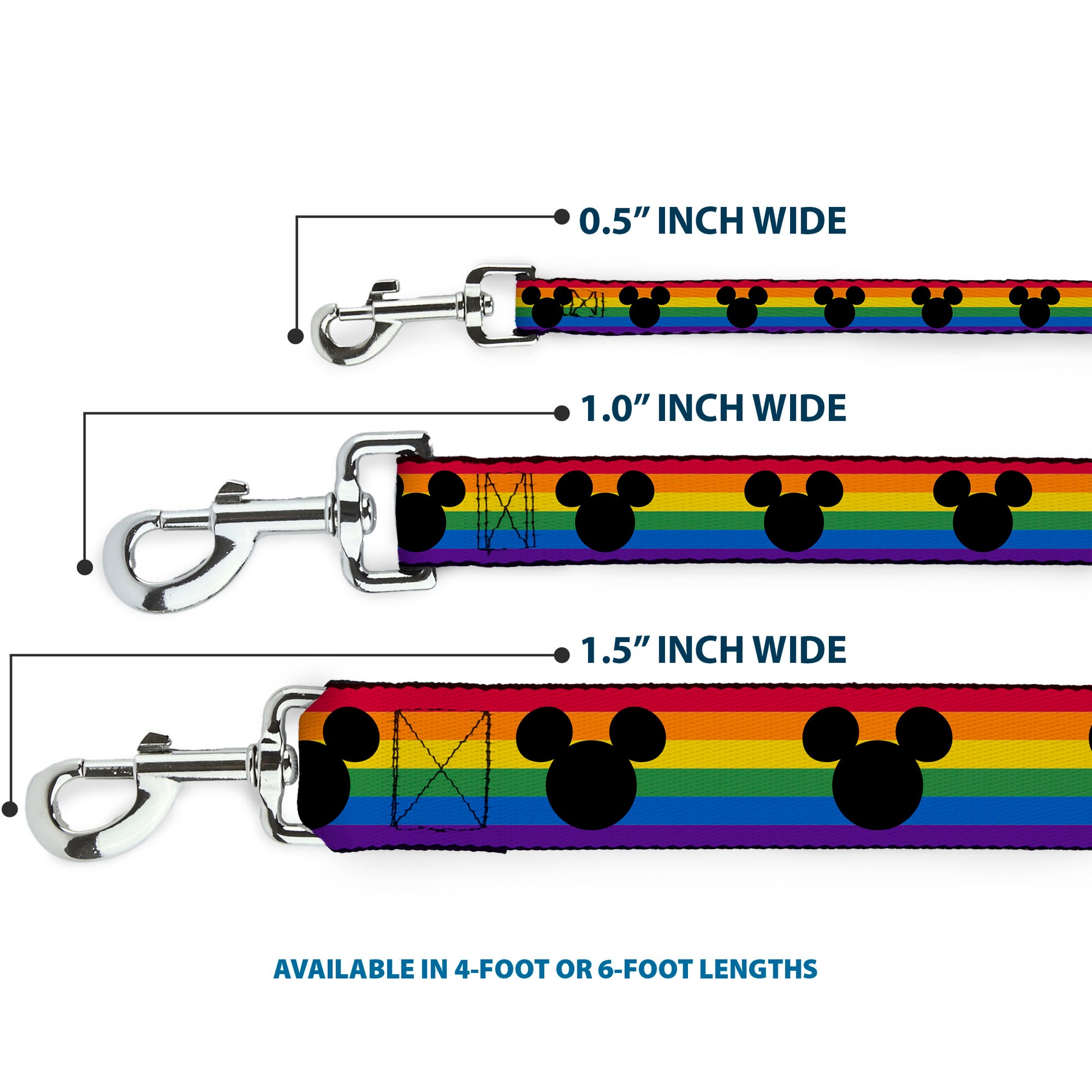 Dog Leash - Mickey Mouse Ears Icon Rainbow Pride Flag Dog Leashes Disney