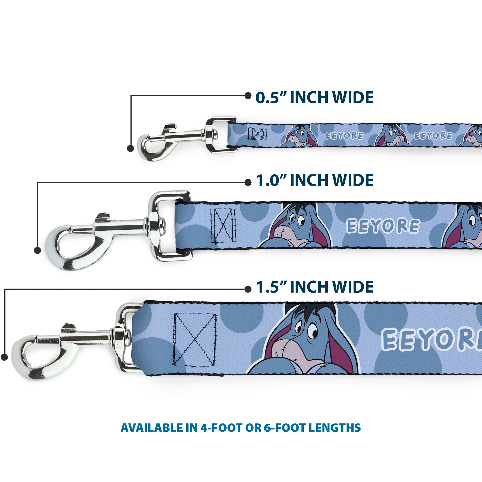 Dog Leash - Winnie the Pooh Eeyore Text and Expression Close-Up Dot Blues Dog Leashes Disney