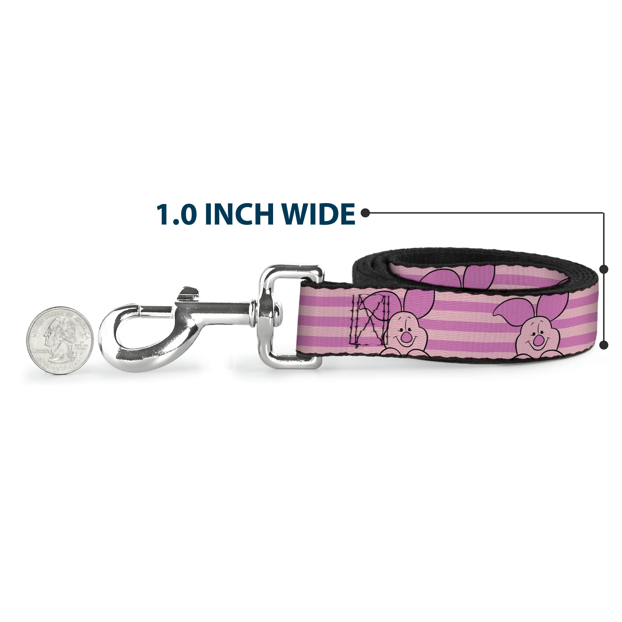 Dog Leash - Winnie the Pooh Piglet Expression Close-Up Stripe Pinks Dog Leashes Disney