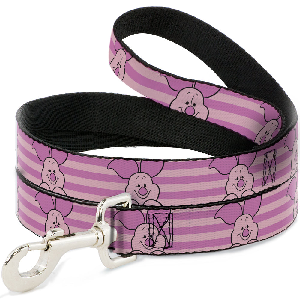 Dog Leash - Winnie the Pooh Piglet Expression Close-Up Stripe Pinks Dog Leashes Disney