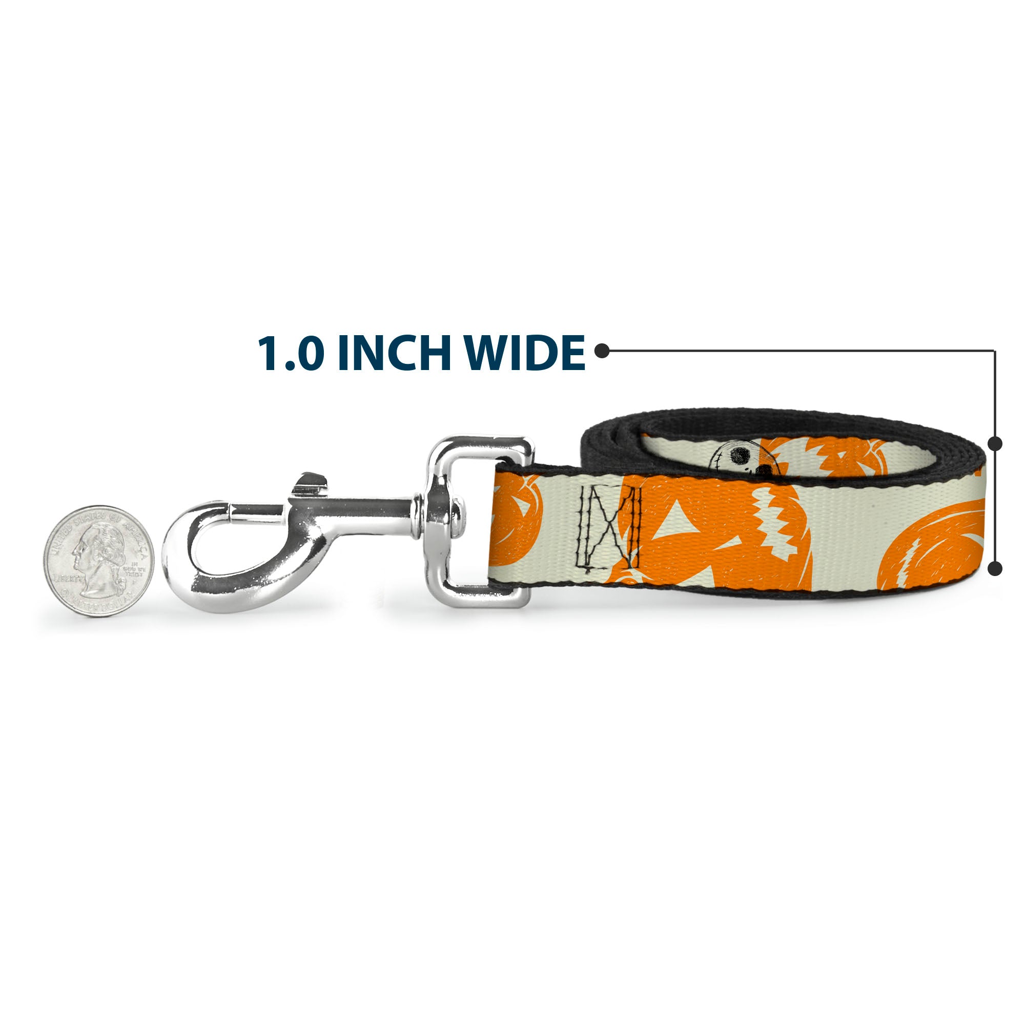 Dog Leash - The Nightmare Before Christmas Jack Pose and Pumpkins Collage Ivory/Orange/Black Dog Leashes Disney