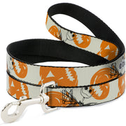 Dog Leash - The Nightmare Before Christmas Jack Pose and Pumpkins Collage Ivory/Orange/Black Dog Leashes Disney