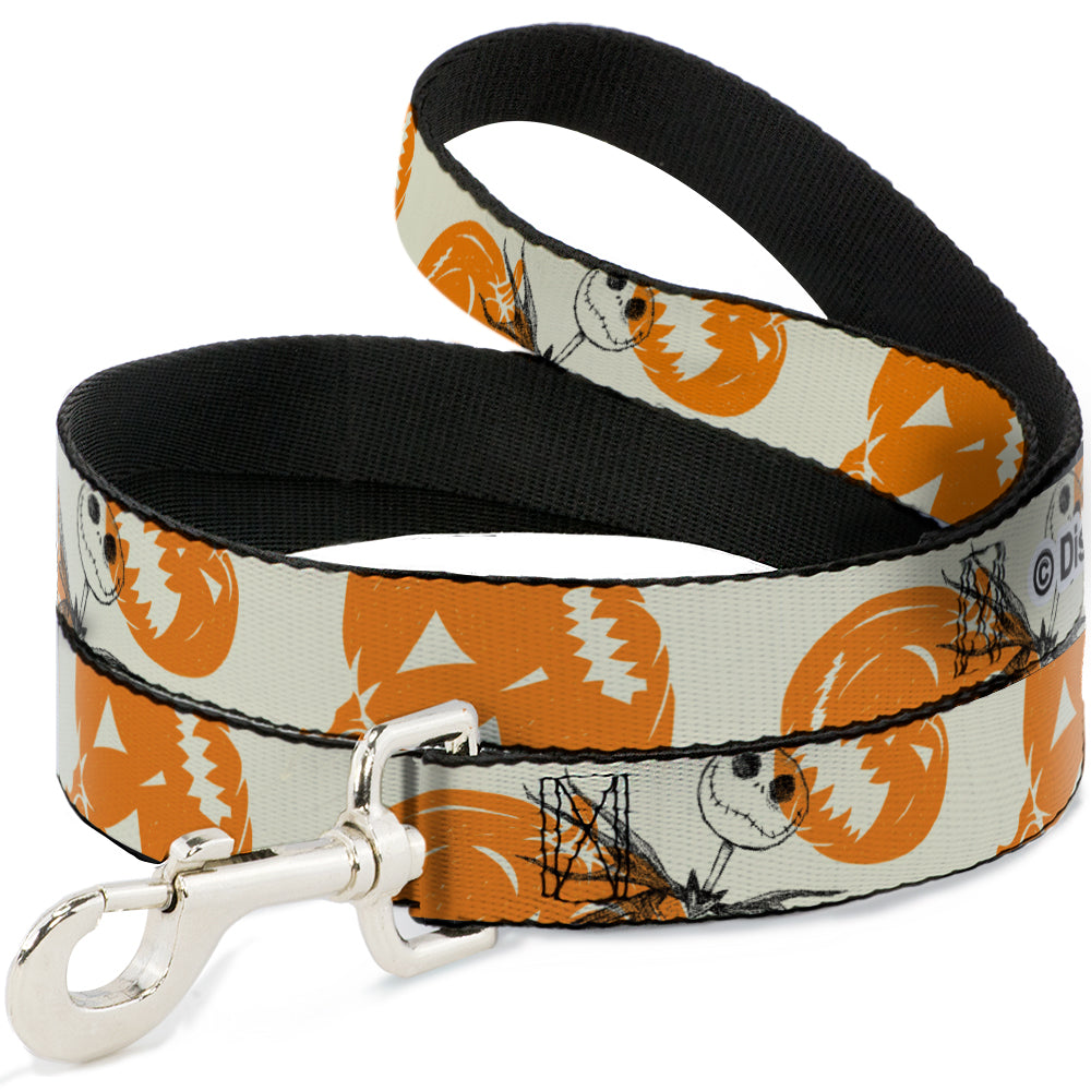 Dog Leash - The Nightmare Before Christmas Jack Pose and Pumpkins Collage Ivory/Orange/Black Dog Leashes Disney