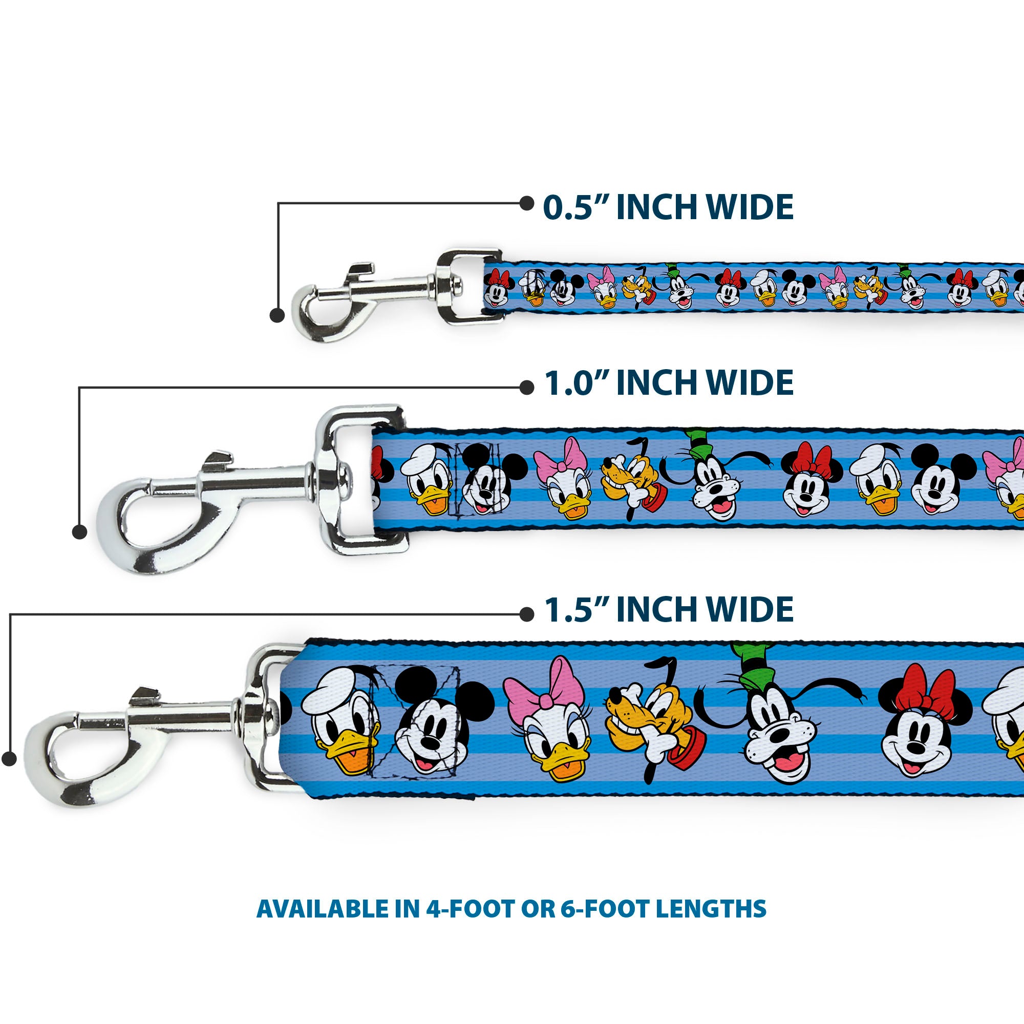 Dog Leash - Disney The Sensational Six Smiling Faces Stripe Blues Dog Leashes Disney
