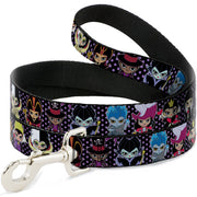 Dog Leash - Disney 11-Sweet Chibi Villain Poses Polka Dot Black/Lavender Dog Leashes Disney