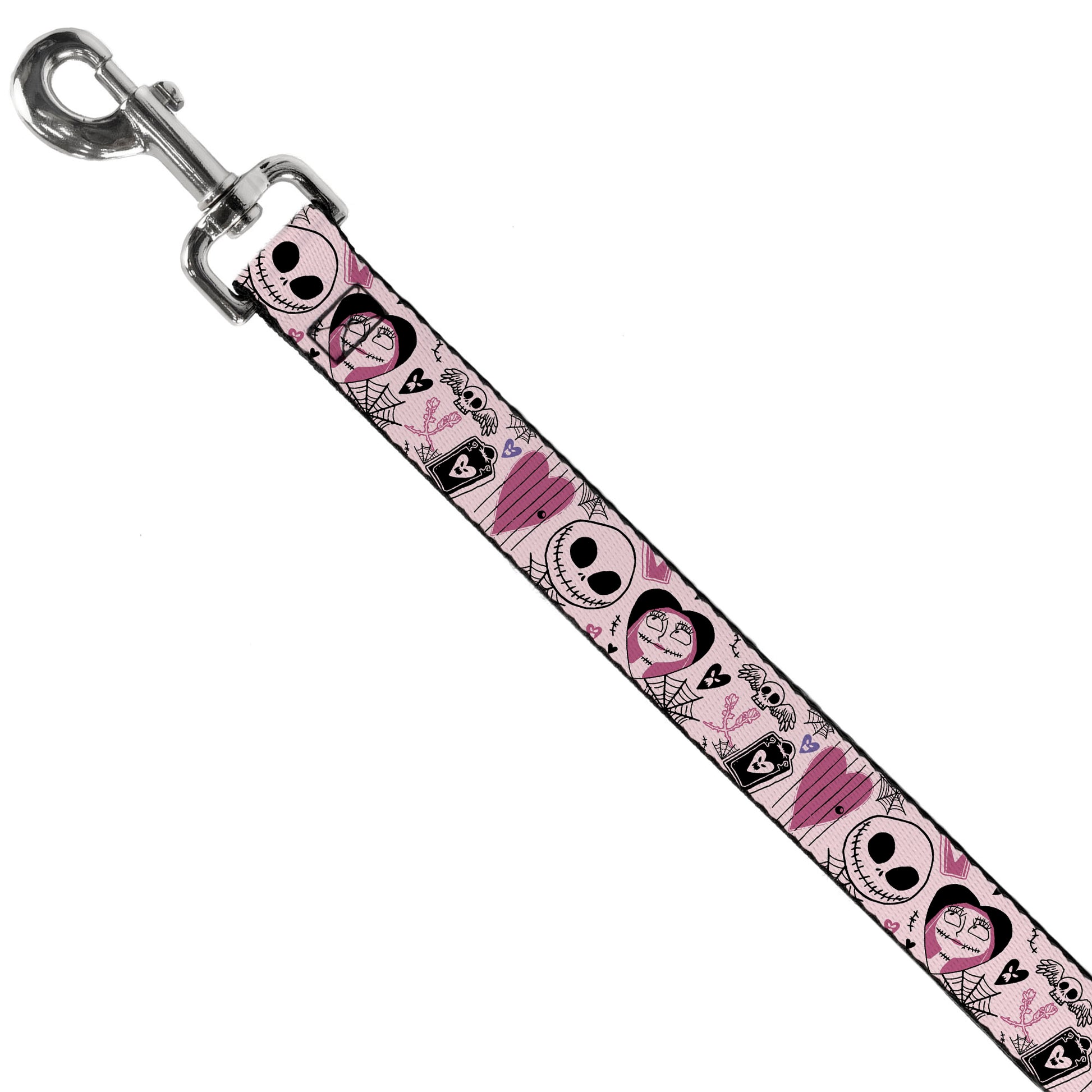Dog Leash - The Nightmare Before Christmas Jack and Sally Doodles Pinks/Black Dog Leashes Disney