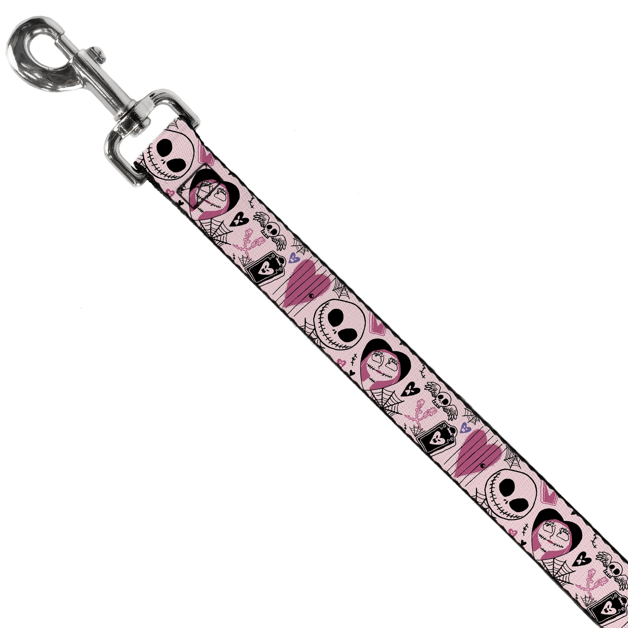 Dog Leash - The Nightmare Before Christmas Jack and Sally Doodles Pinks/Black Dog Leashes Disney