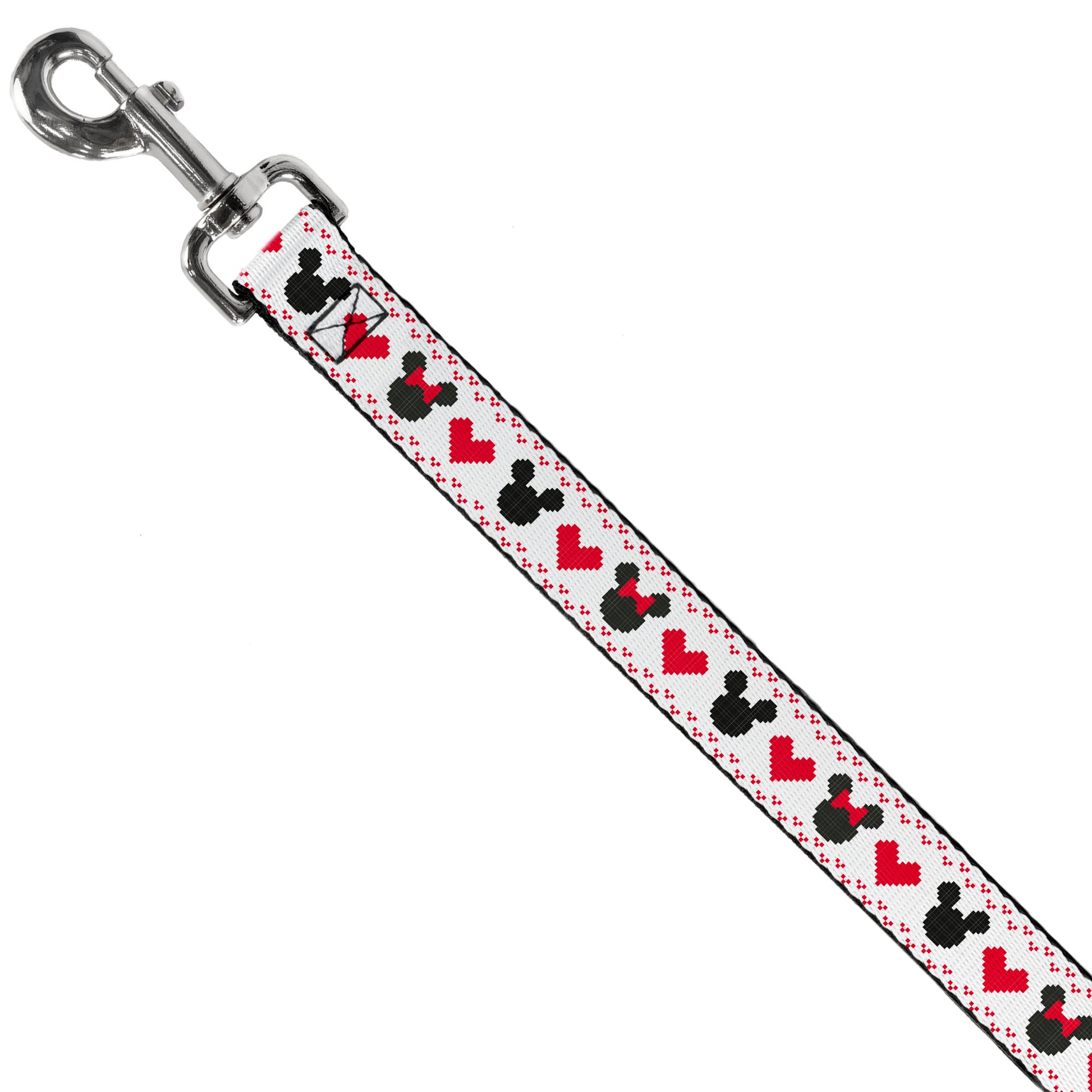 Dog Leash - Disney Holiday Mickey and Minnie Mouse Heart Sweater Stitch White/Red/Black Dog Leashes Disney