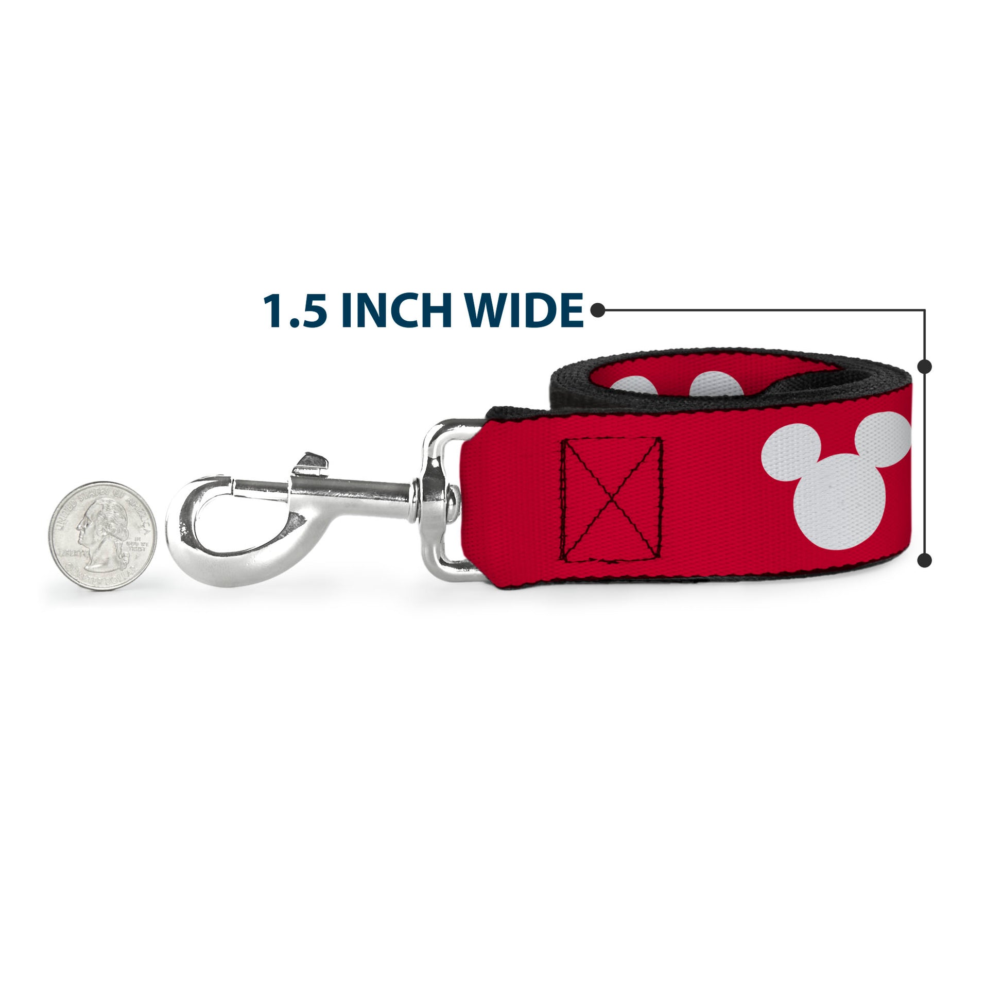 Dog Leash - Disney Holiday Mickey and Minnie Mouse Heart Sweater Stitch White/Red/Black Dog Leashes Disney