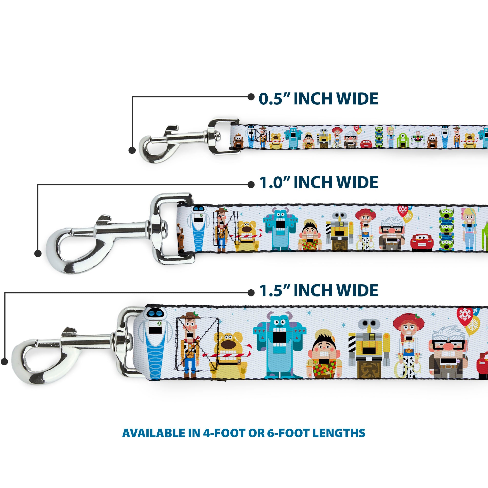 Dog Leash - Pixar Holiday Collection Nutcracker Characters Lineup/Stars White/Blues Dog Leashes Disney