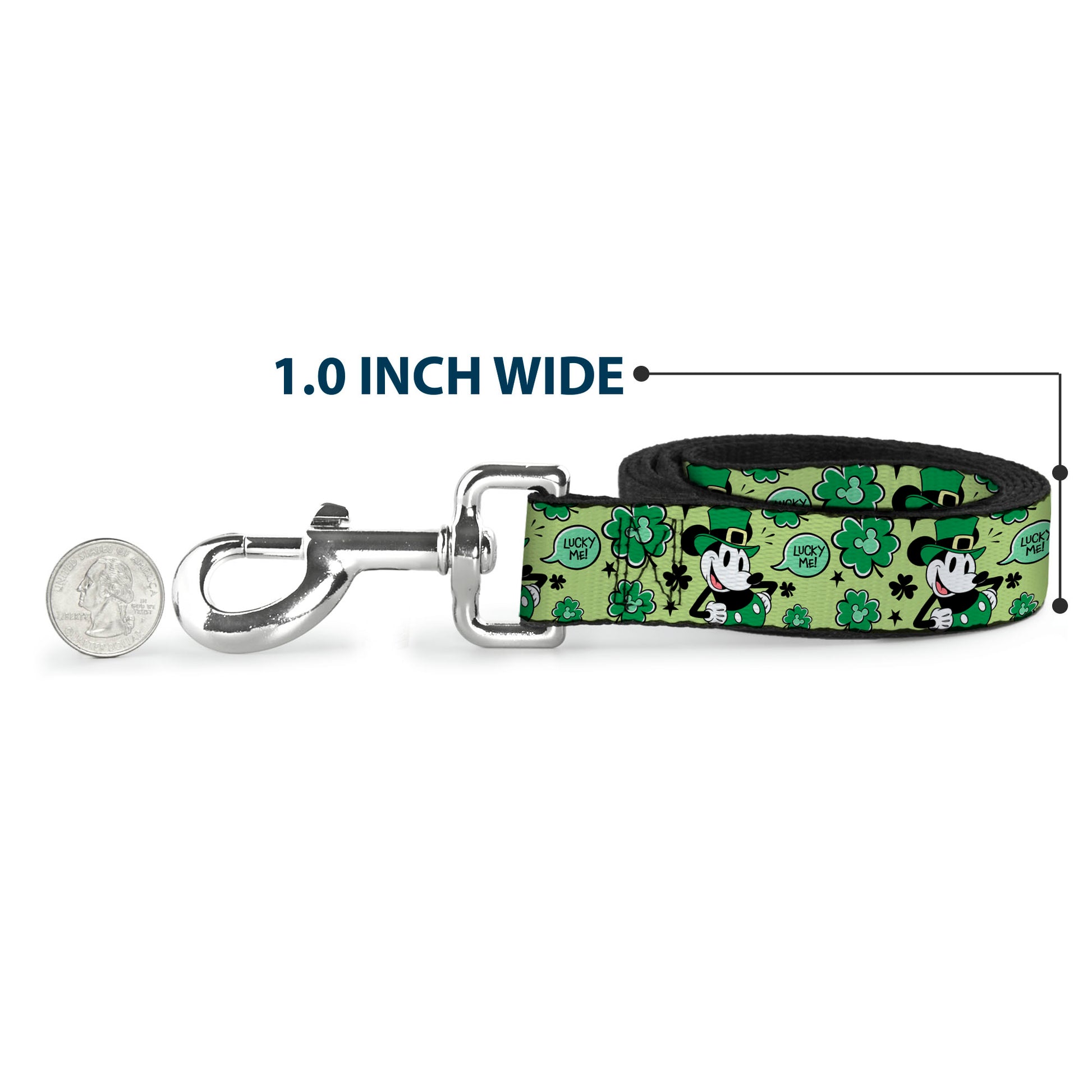 Dog Leash - Mickey Mouse St. Patrick's Day LUCKY ME Leprechaun Pose and Shamrocks Greens Dog Leashes Disney