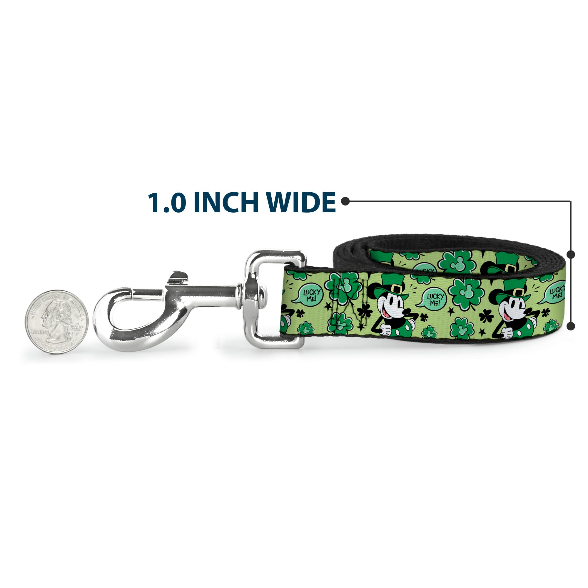 Dog Leash - Mickey Mouse St. Patrick's Day LUCKY ME Leprechaun Pose and Shamrocks Greens Dog Leashes Disney
