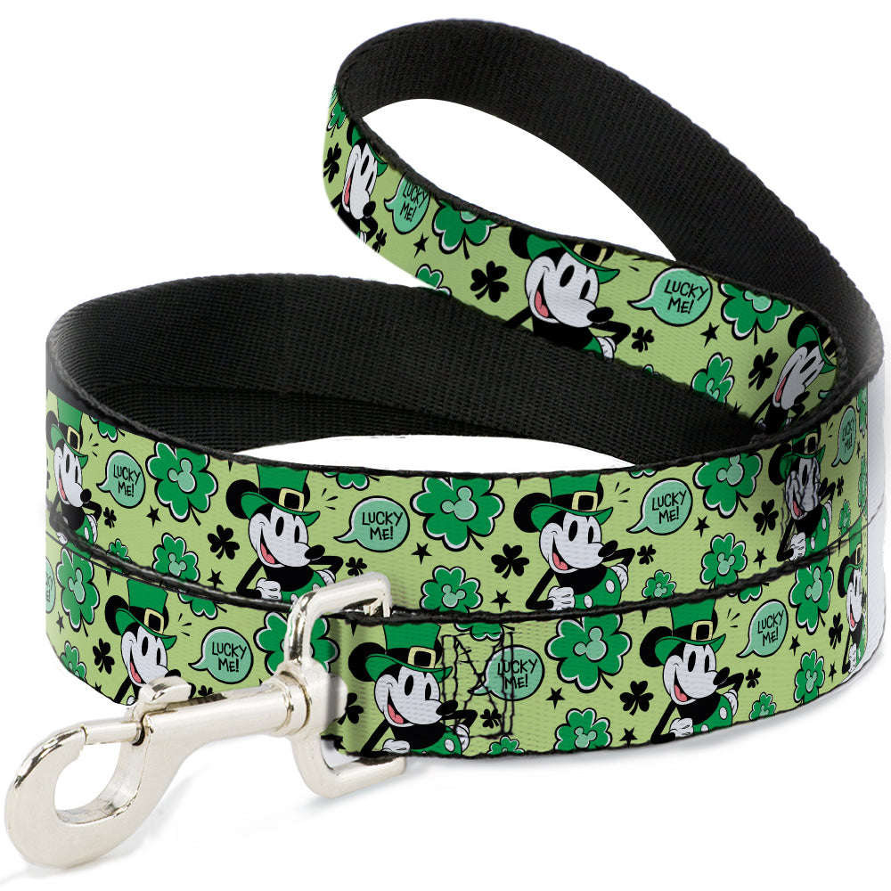 Dog Leash - Mickey Mouse St. Patrick's Day LUCKY ME Leprechaun Pose and Shamrocks Greens Dog Leashes Disney