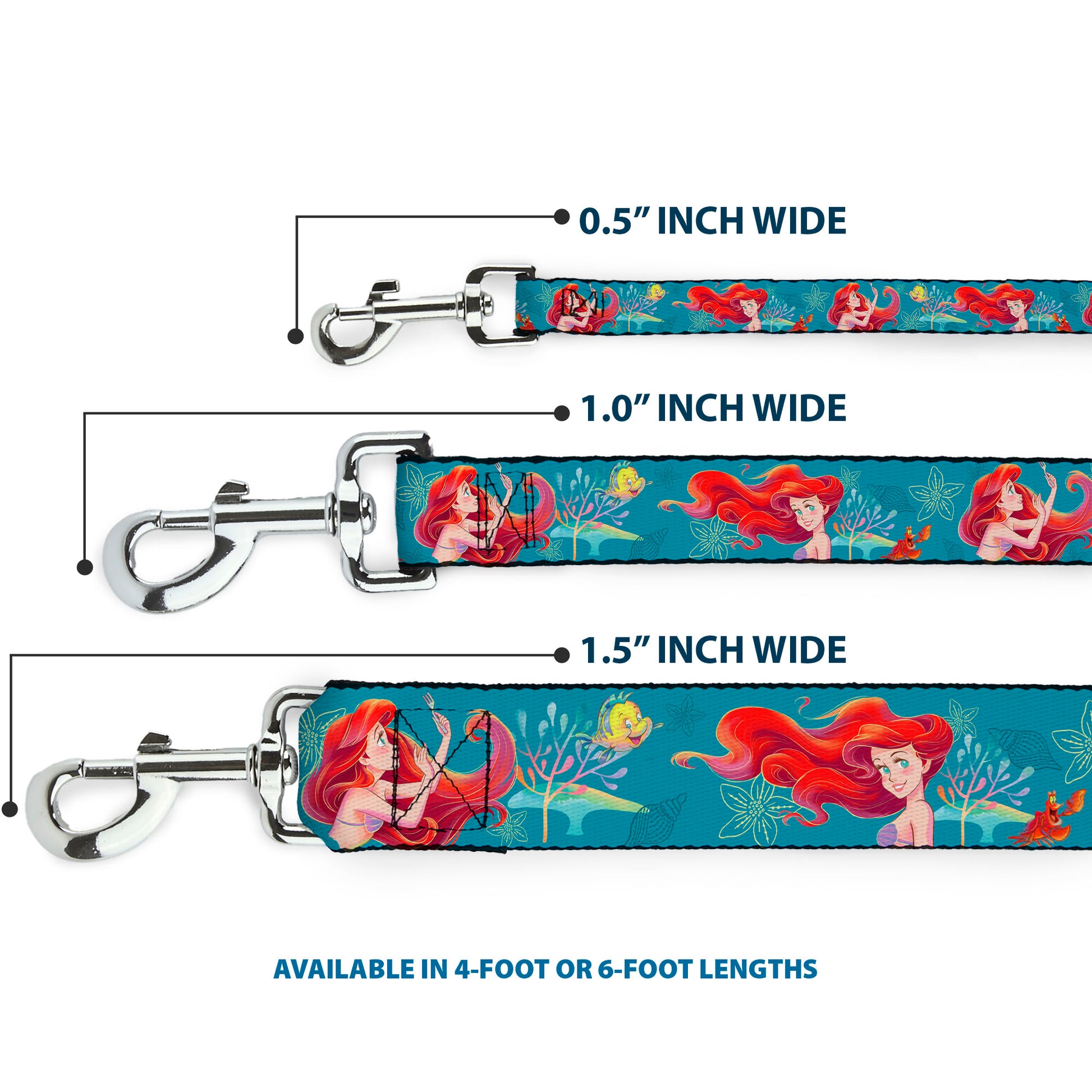 Dog Leash - The Little Mermaid Flounder and Sebastian Under the Sea Greens Dog Leashes Disney