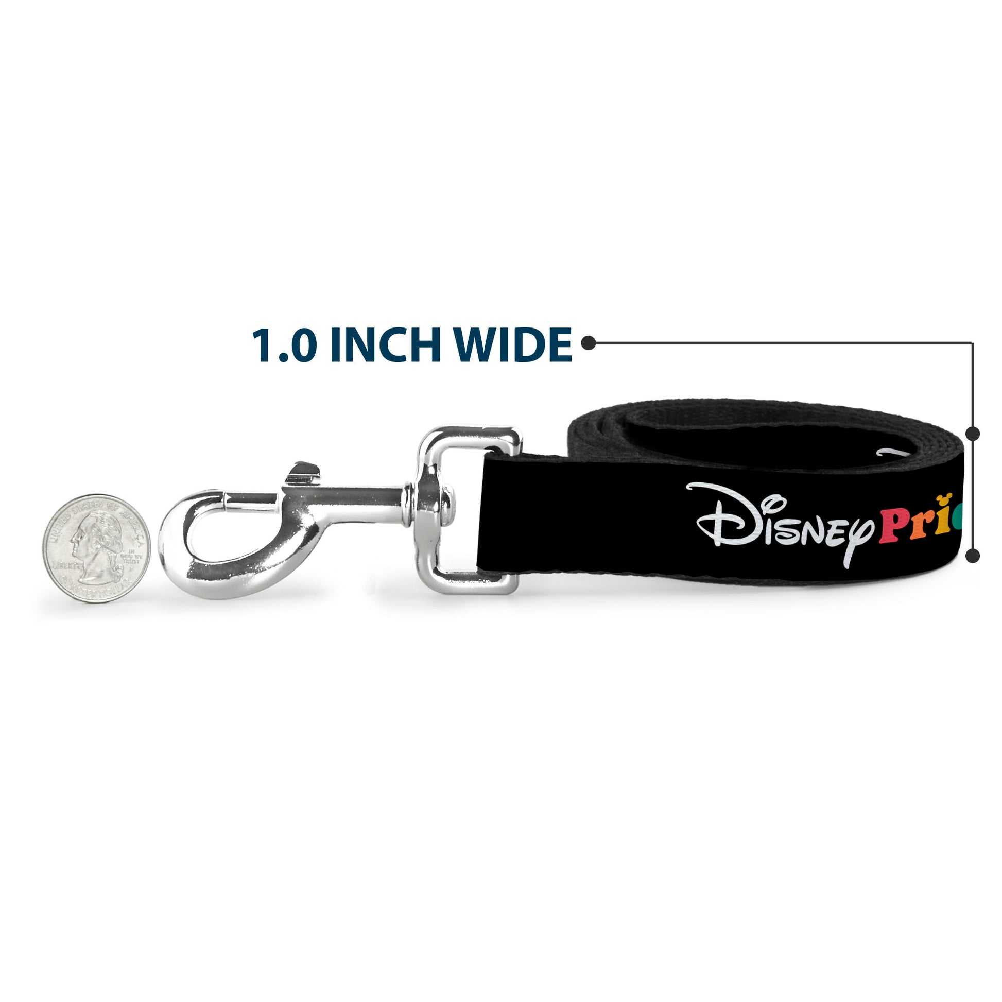 Dog Leash - DISNEY PRIDE Signature Logo Black/White/Rainbow Dog Leashes Disney