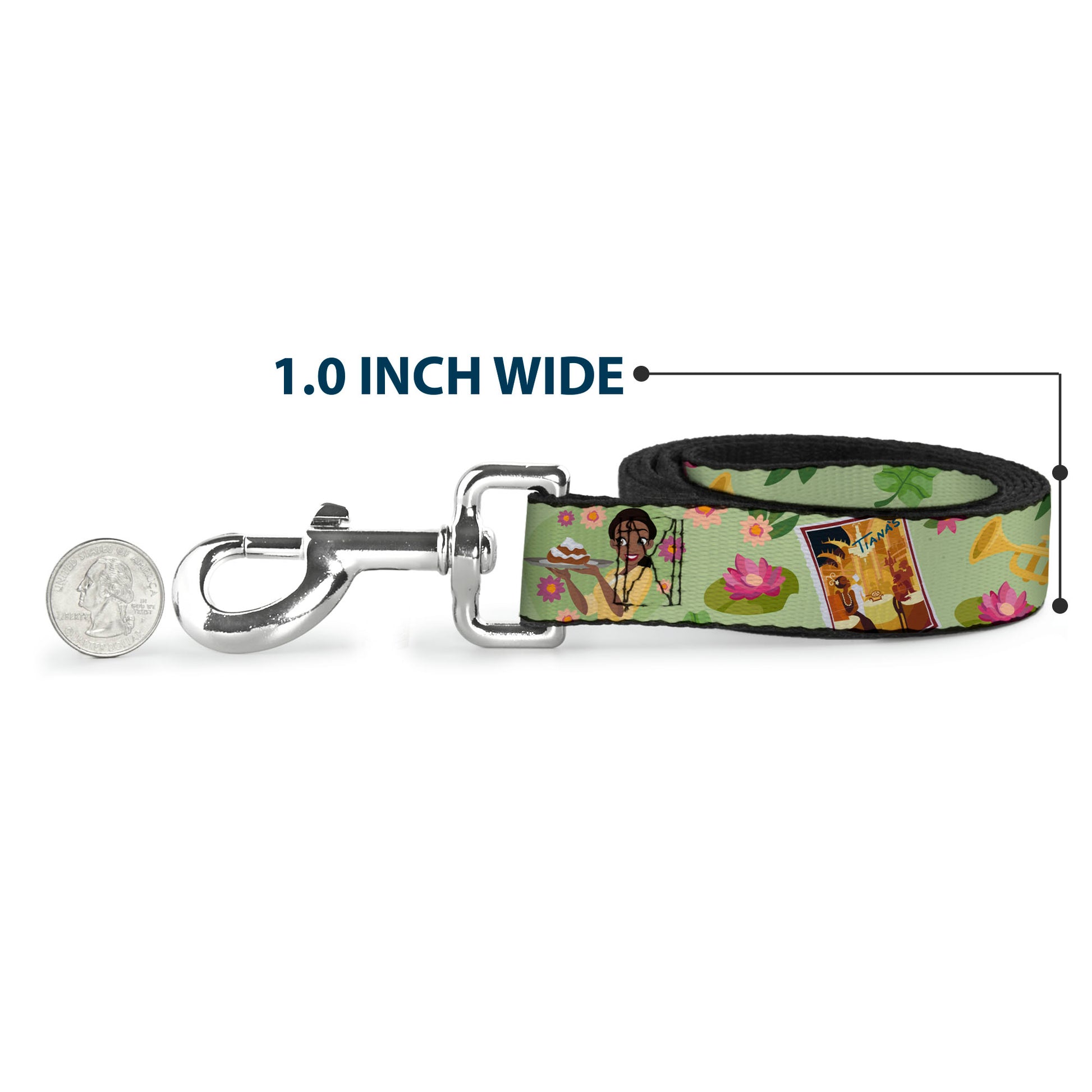 Dog Leash - The Princess and the Frog Tiana's Place Collage Greens/Pinks Dog Leashes Disney