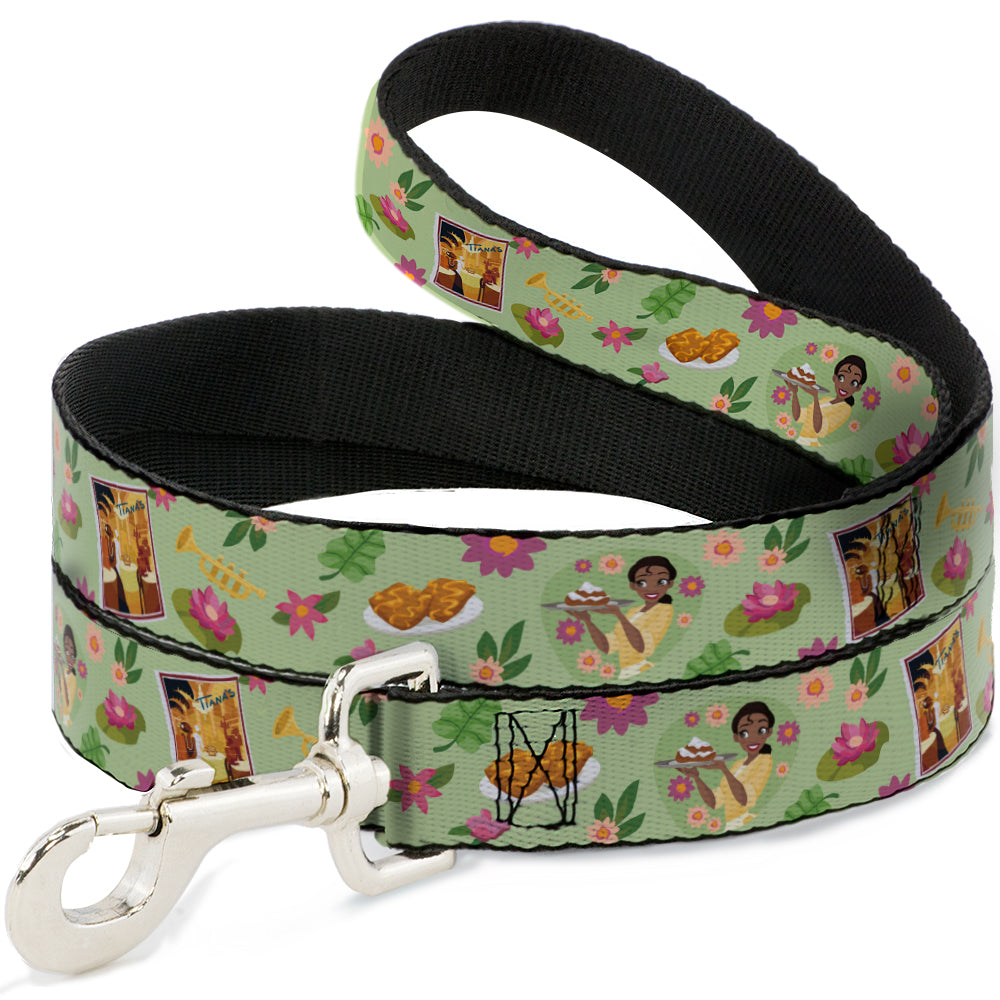 Dog Leash - The Princess and the Frog Tiana's Place Collage Greens/Pinks Dog Leashes Disney