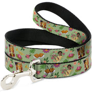 Dog Leash - The Princess and the Frog Tiana's Place Collage Greens/Pinks Dog Leashes Disney