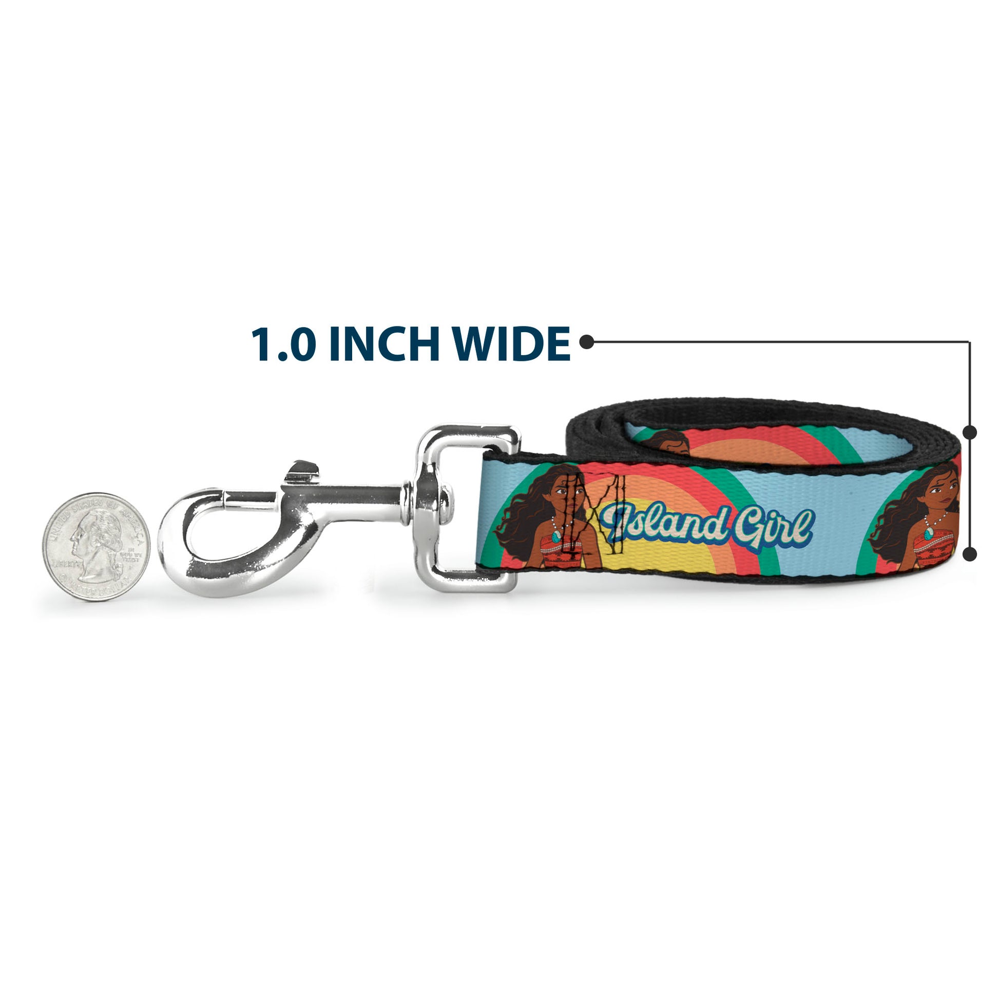 Dog Leash - Moana ISLAND GIRL Rainbow Pose Blue/Multi Color Dog Leashes Disney