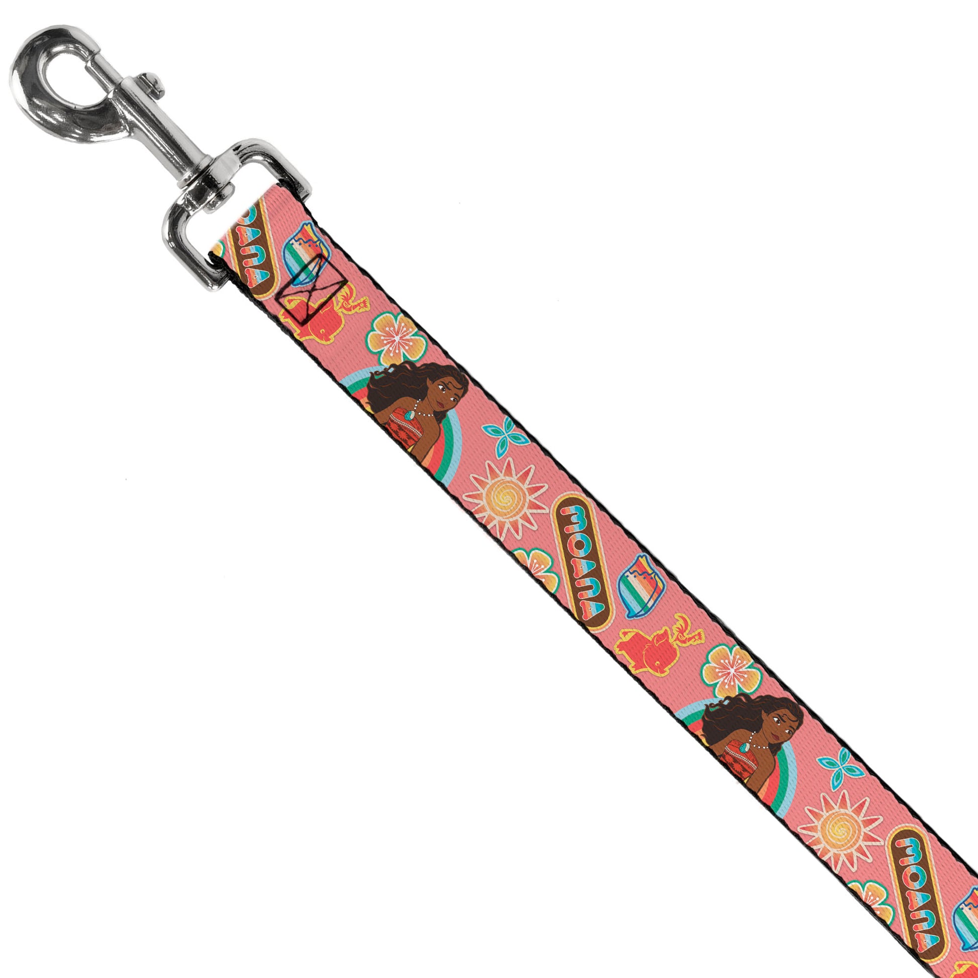 Dog Leash - Moana Pose and Icons Collage Pink Dog Leashes Disney