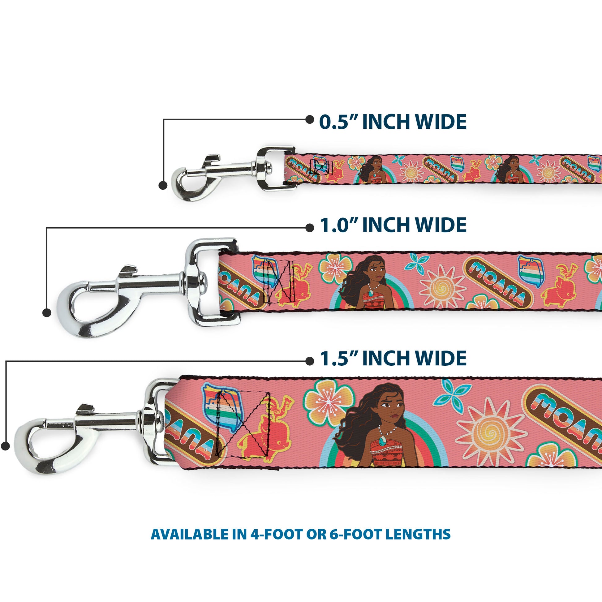 Dog Leash - Moana Pose and Icons Collage Pink Dog Leashes Disney