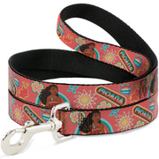 Dog Leash - Moana Pose and Icons Collage Pink Dog Leashes Disney