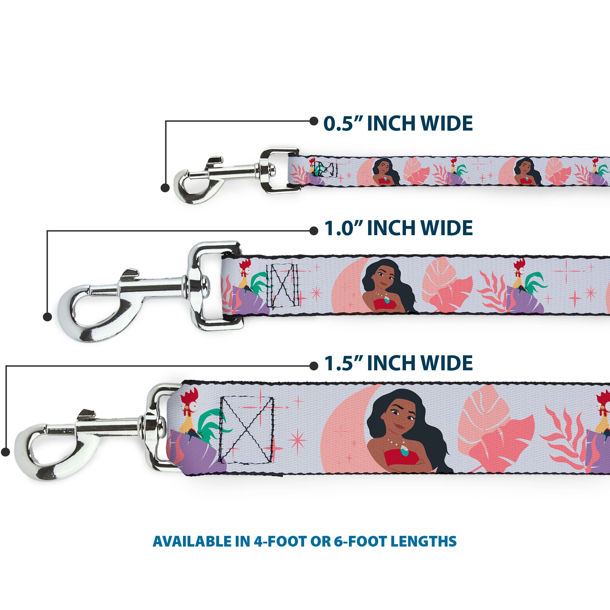 Dog Leash - Moana and Hei Hei Poses with Flowers Beige/Orange Dog Leashes Disney