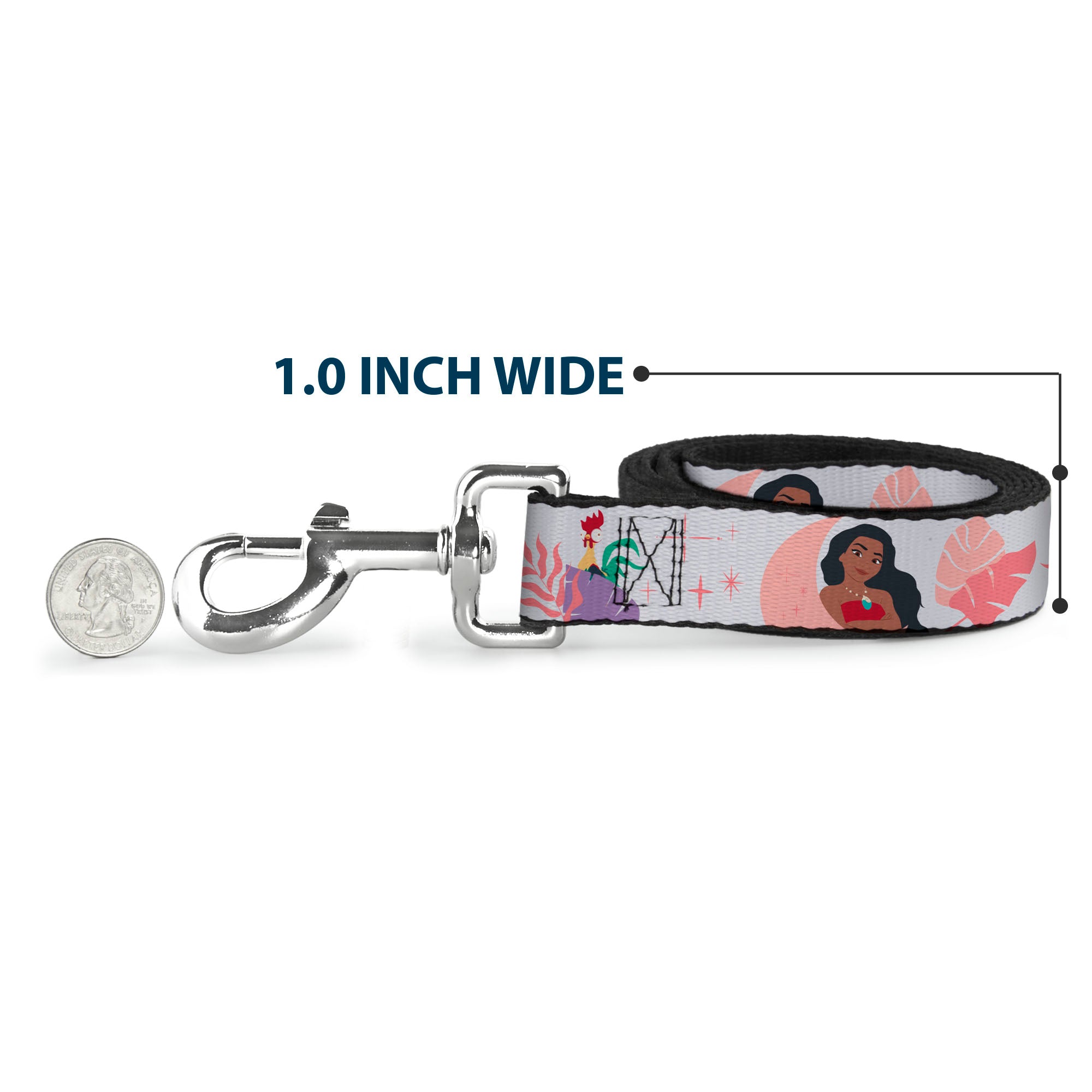 Dog Leash - Moana and Hei Hei Poses with Flowers Beige/Orange Dog Leashes Disney