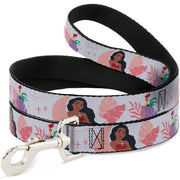 Dog Leash - Moana and Hei Hei Poses with Flowers Beige/Orange Dog Leashes Disney