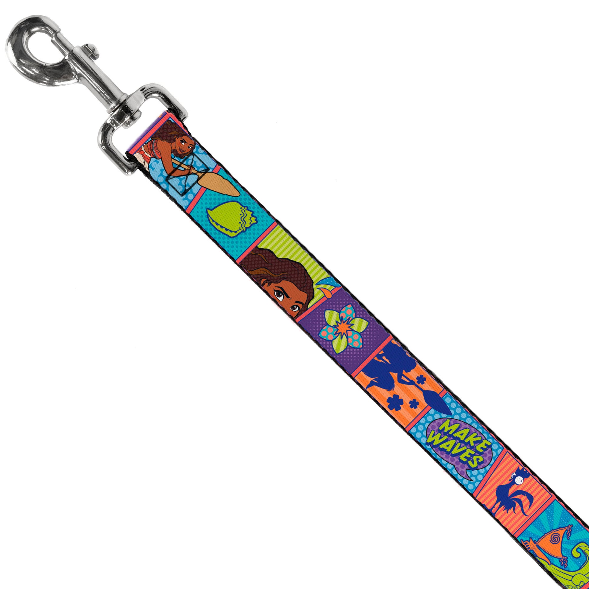 Dog Leash - Moana MAKE WAVES Scene Blocks Blues/Orange Dog Leashes Disney