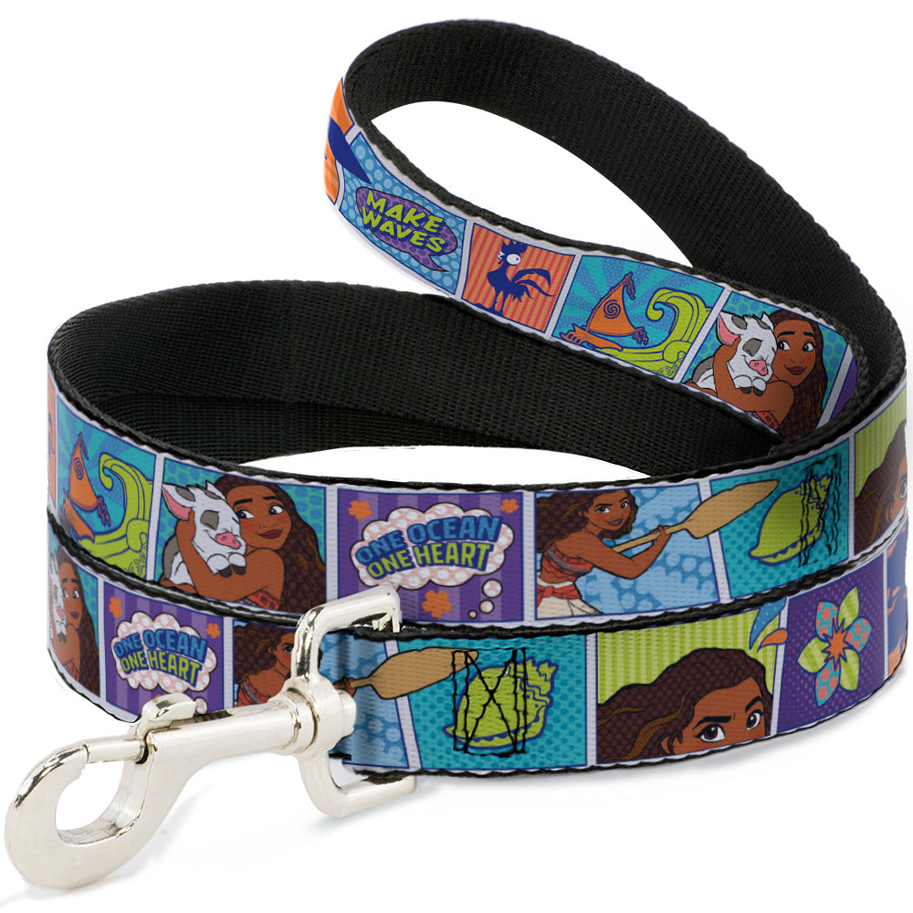 Dog Leash - Moana MAKE WAVES Scene Blocks Blues/Orange Dog Leashes Disney