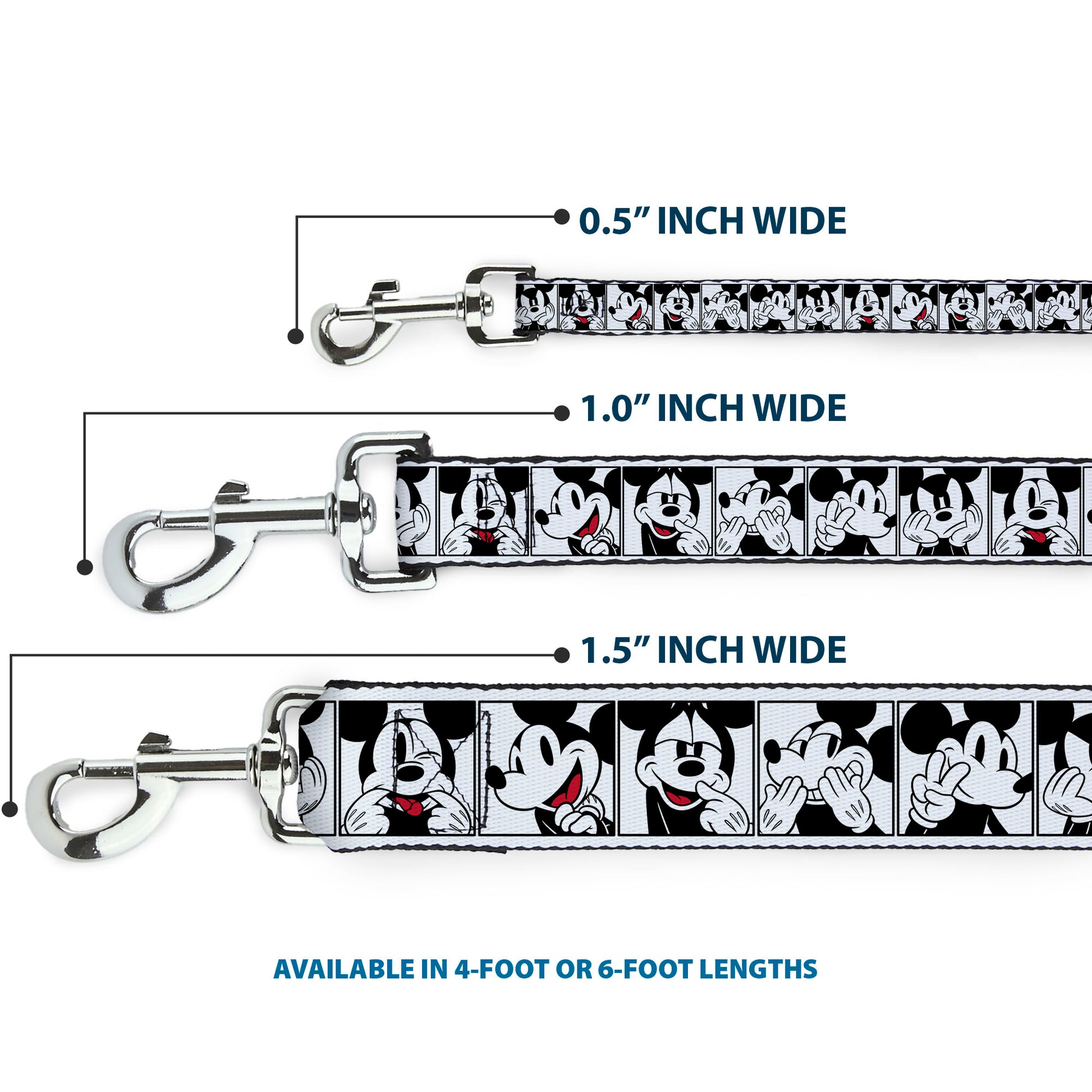 Dog Leash - Mickey Mouse Expression Blocks White/Black/Red Dog Leashes Disney