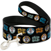 Dog Leash - CHIP & DALE Expression Bubbles Black/Multi Color Dog Leashes Disney