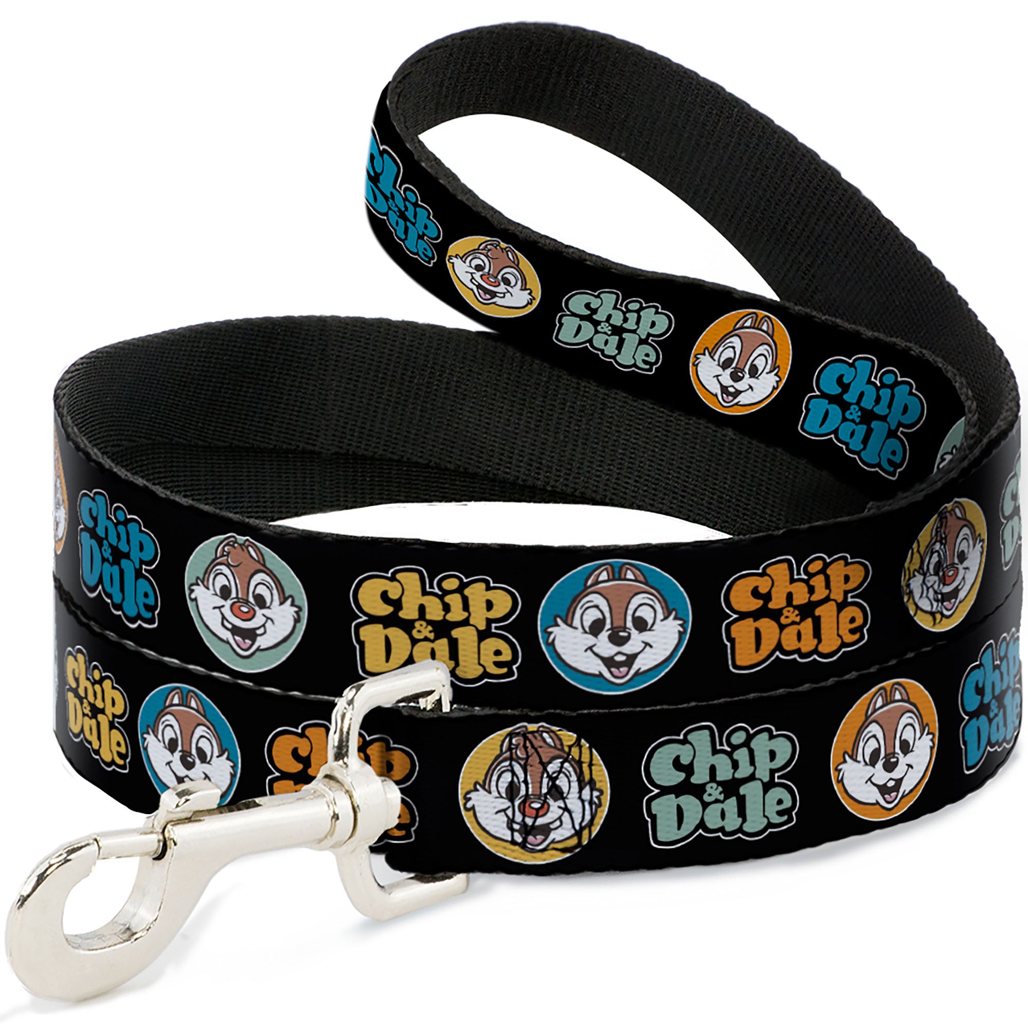 Dog Leash - CHIP & DALE Expression Bubbles Black/Multi Color Dog Leashes Disney