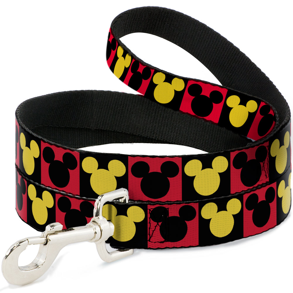 Dog Leash - Mickey Mouse Ears Icon Blocks Red/Black/Yellow Dog Leashes Disney