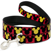 Dog Leash - Mickey Mouse Ears Icon Blocks Red/Black/Yellow Dog Leashes Disney
