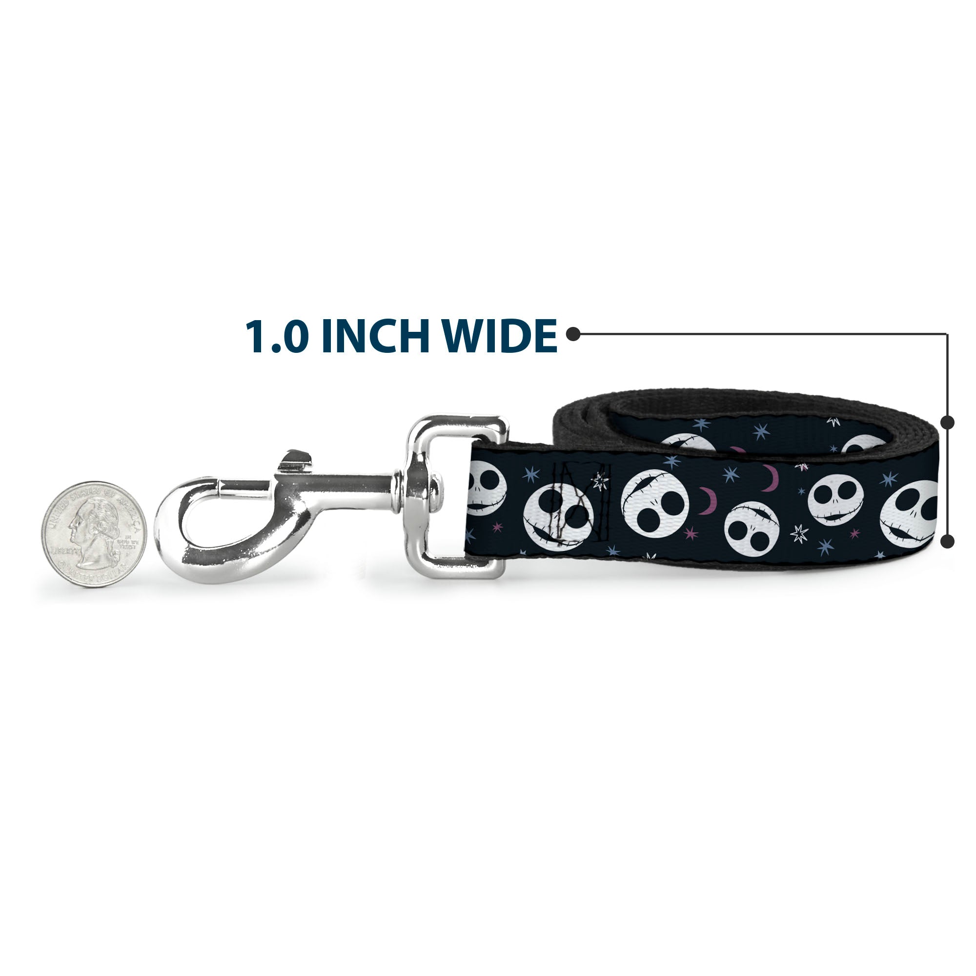 Dog Leash - The Nightmare Before Christmas Smiling Jack Moon and Stars Black Dog Leashes Disney