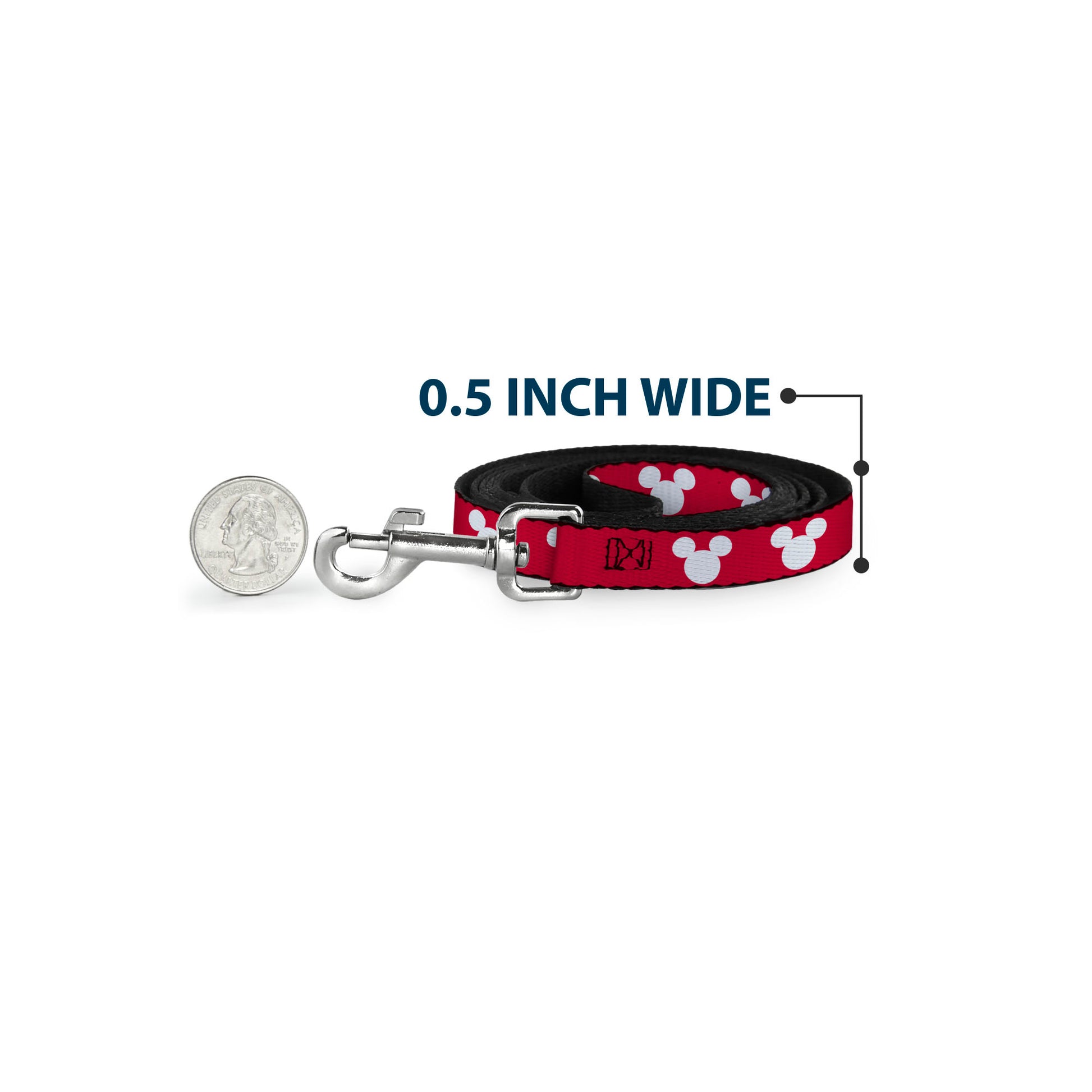 Dog Leash - Mickey Mouse Ears Icon Red/White Dog Leashes Disney
