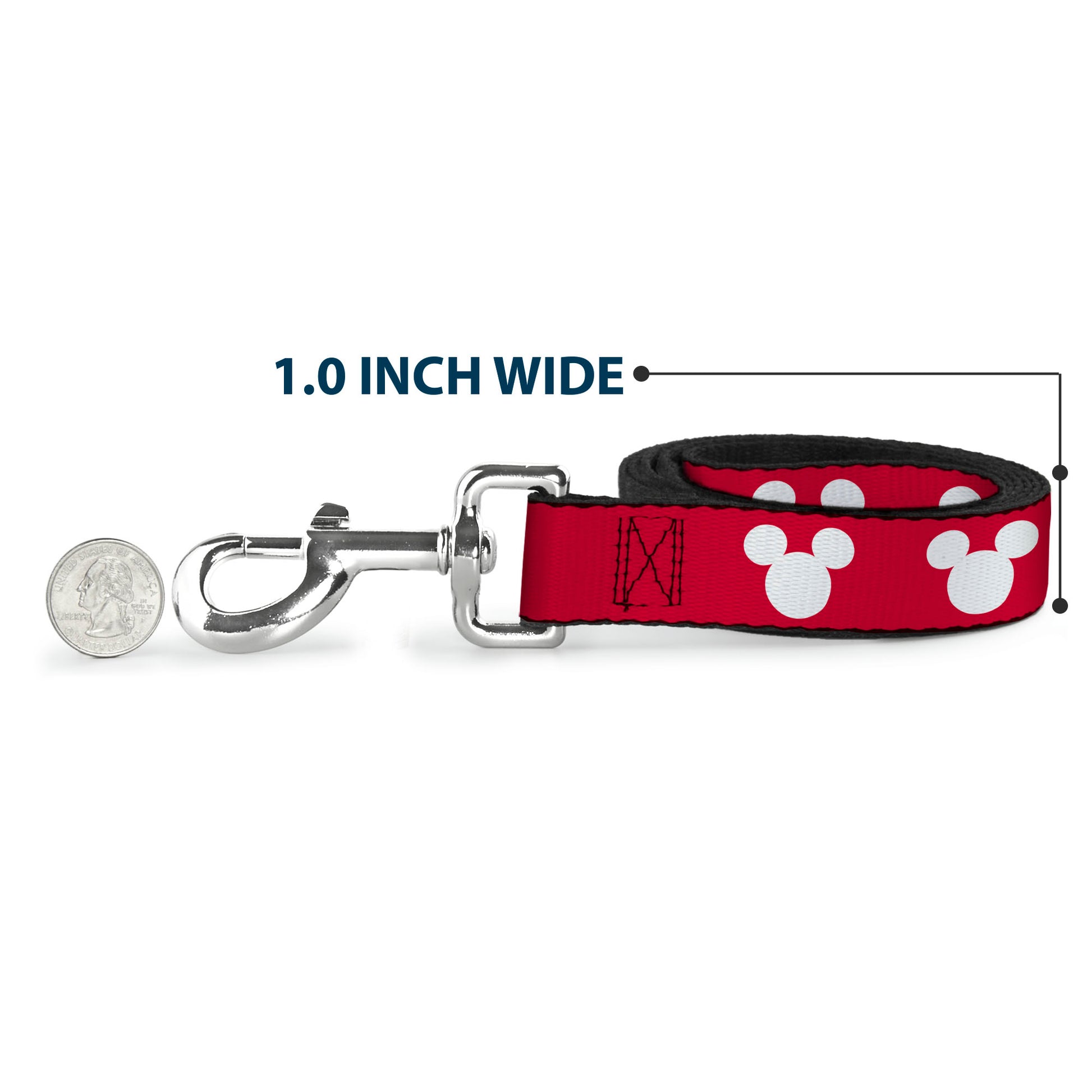 Dog Leash - Mickey Mouse Ears Icon Red/White Dog Leashes Disney