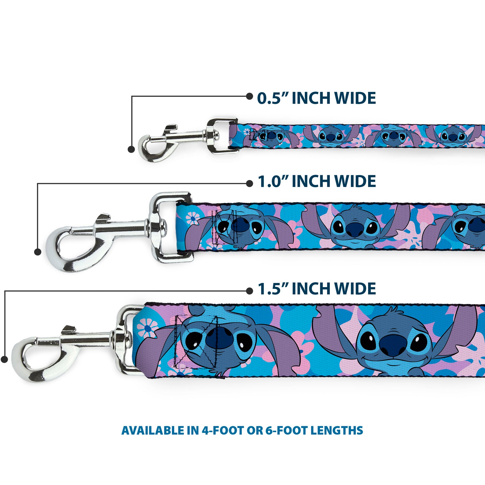 Dog Leash - Lilo & Stitch Stitch Flip Expressions Close-Up Blues/Pinks Dog Leashes Disney