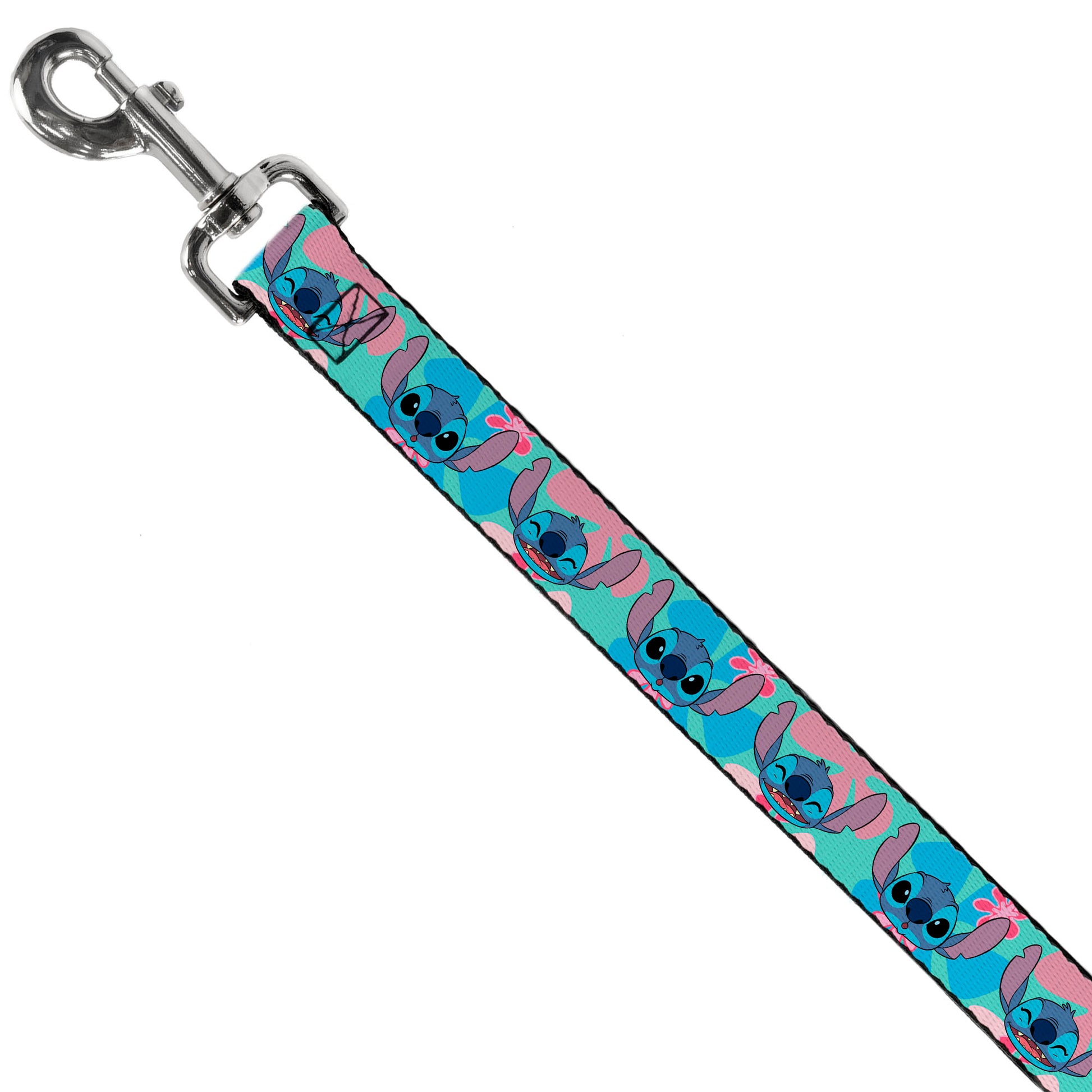 Dog Leash - Lilo & Stitch Stitch Expressions and Tropical Flowers Blues/Pinks Dog Leashes Disney