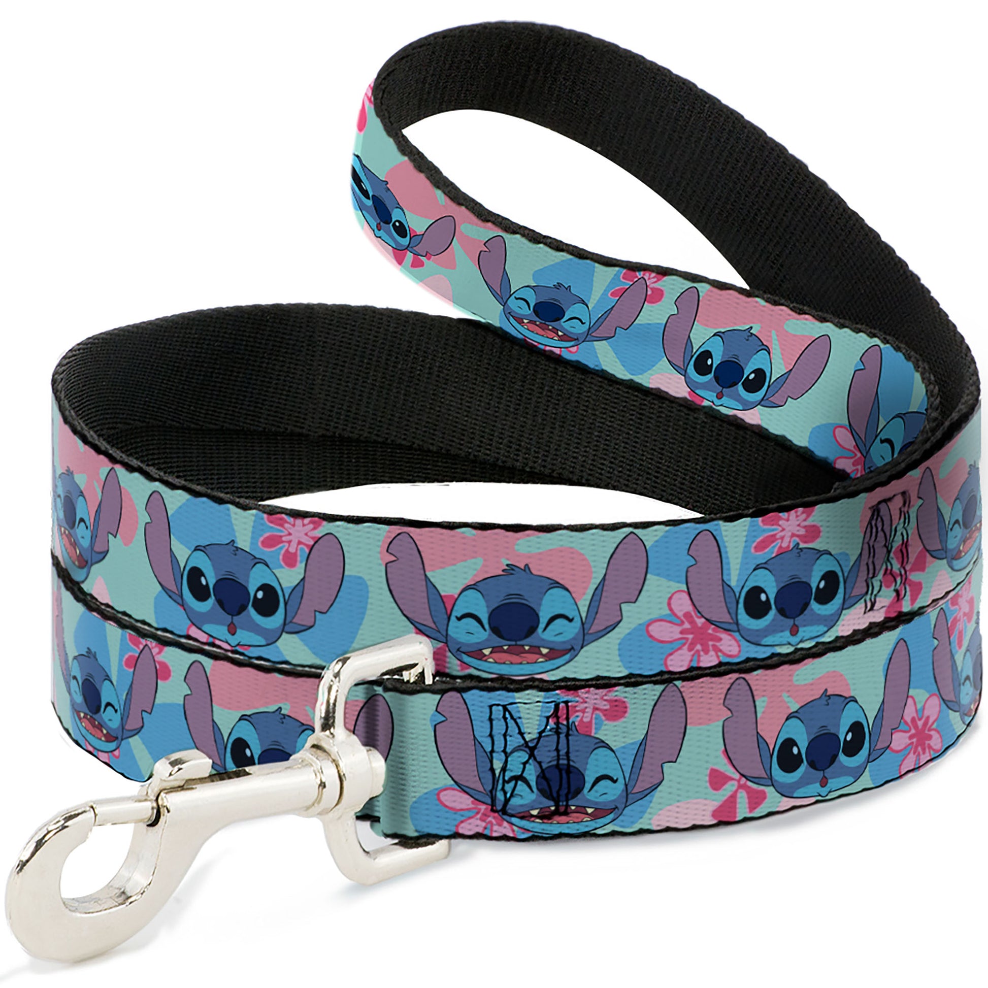 Dog Leash - Lilo & Stitch Stitch Expressions and Tropical Flowers Blues/Pinks Dog Leashes Disney