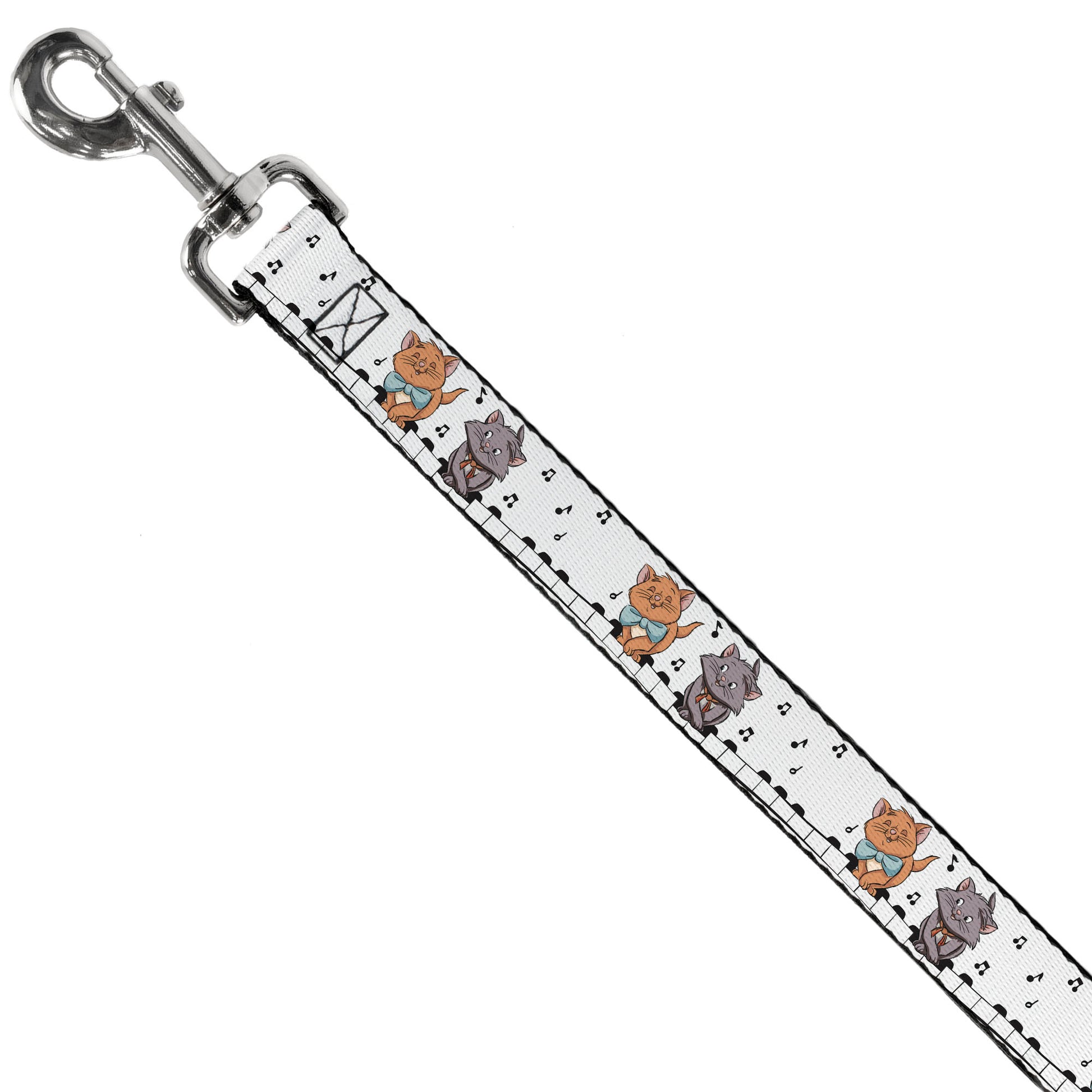 Dog Leash - Aristocats Toulouse and Berlioz Piano Pose and Musical Notes White/Black Dog Leashes Disney