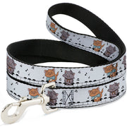 Dog Leash - Aristocats Toulouse and Berlioz Piano Pose and Musical Notes White/Black Dog Leashes Disney