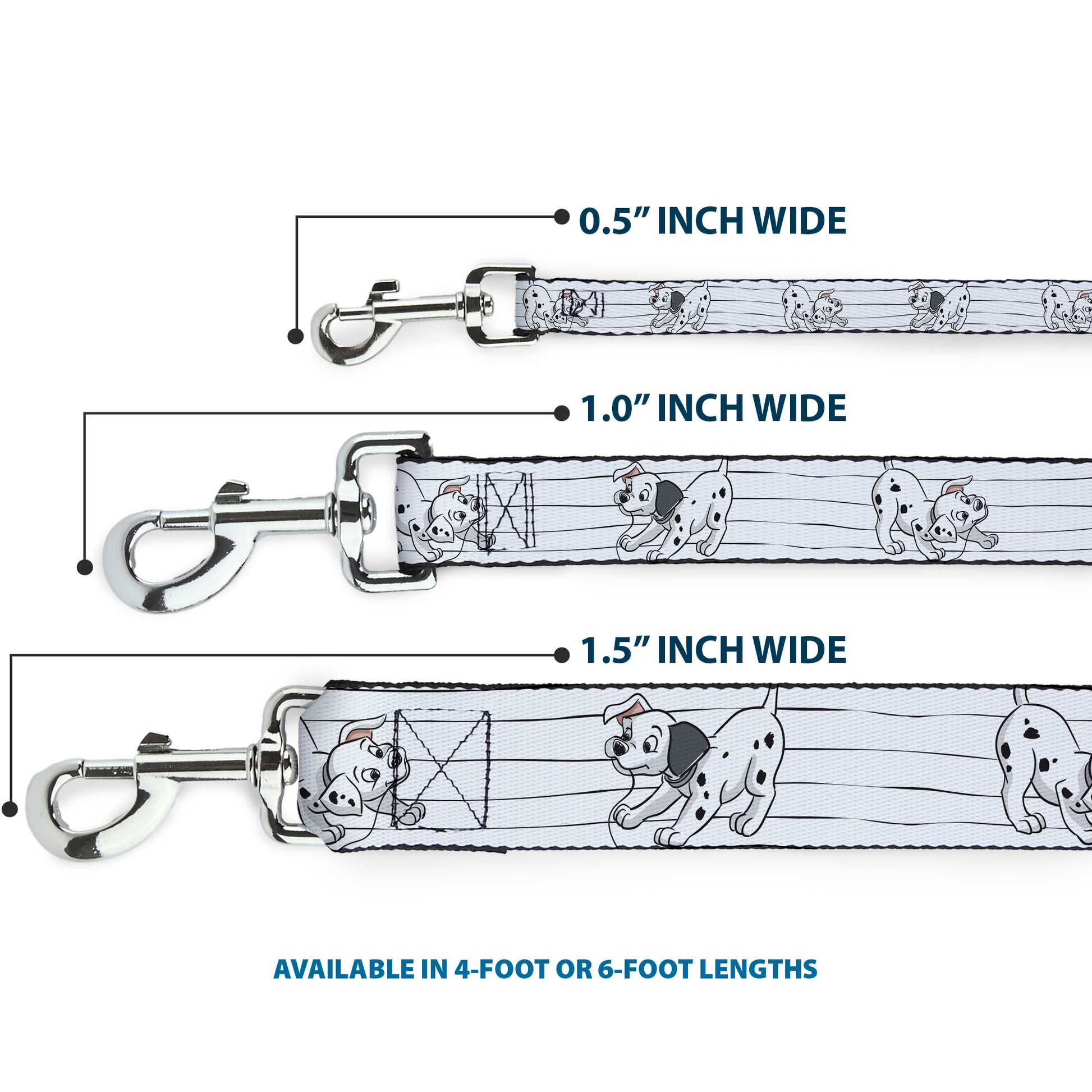 Dog Leash - One Hundred and One Dalmatians Puppies Playing White/Black Dog Leashes Disney