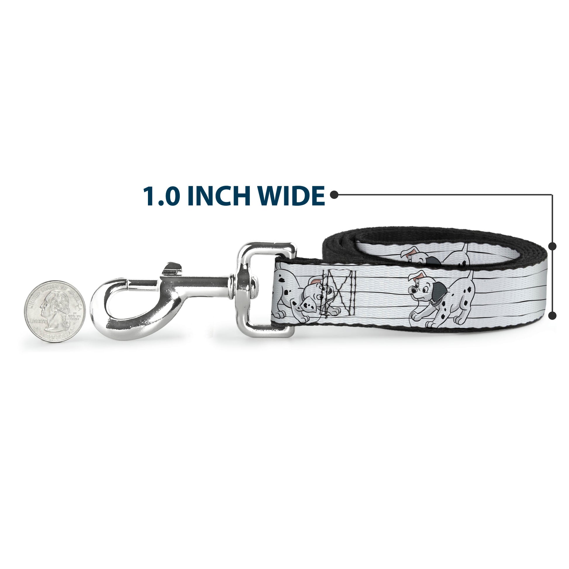 Dog Leash - One Hundred and One Dalmatians Puppies Playing White/Black Dog Leashes Disney